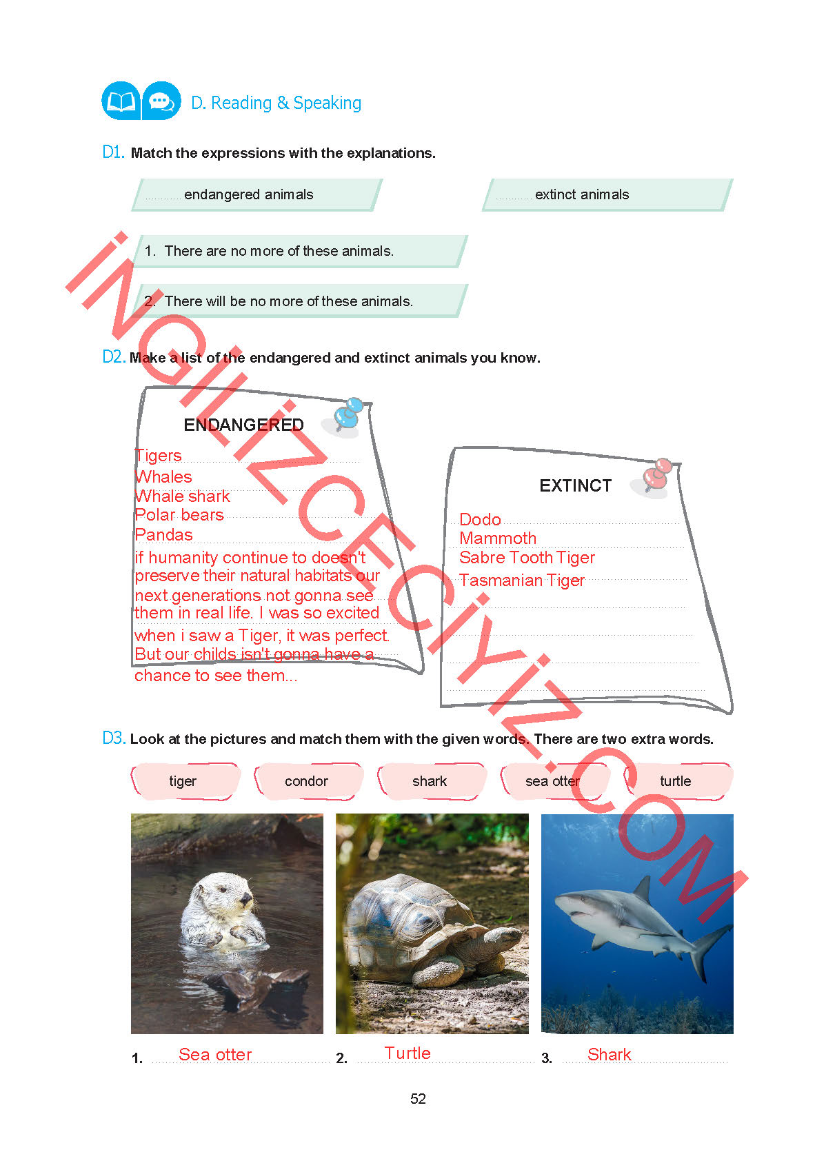 7. Sınıf Yıldırım Yayınları İngilizce Ders Kitabı Sayfa 52 Cevapları 7. Sınıf Yıldırım Yayınları İngilizce Ders Kitabı Sayfa 52 Cevapları