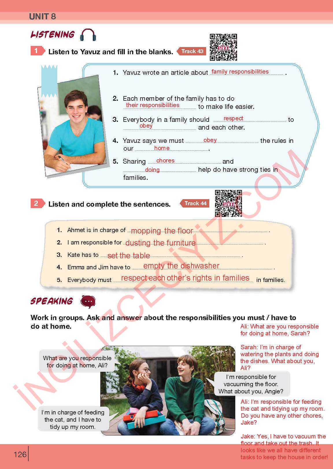 8. Sınıf Bilim Kültür Yayınları İngilizce Ders Kitabı Sayfa 126 Cevapları