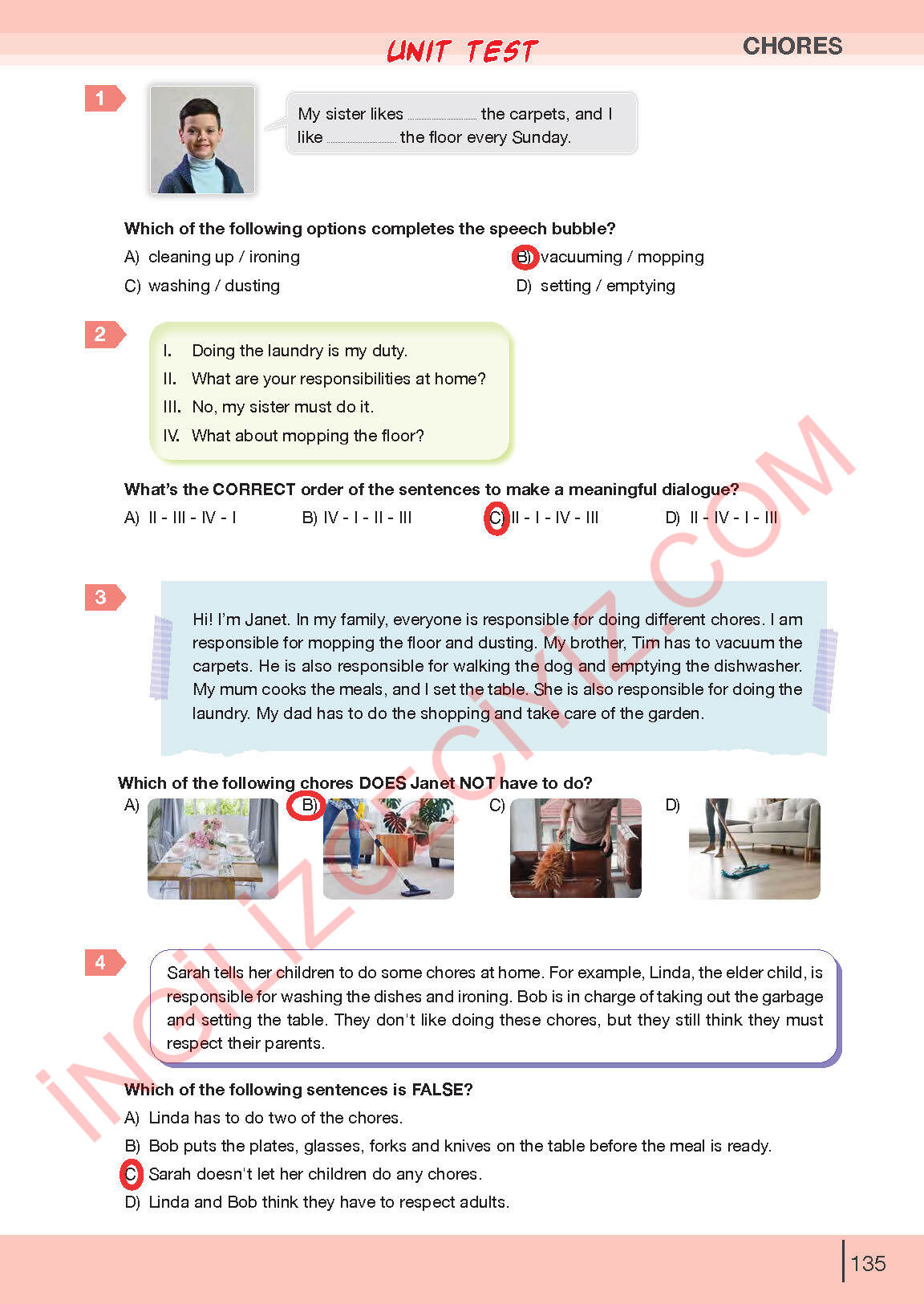 8. Sınıf Bilim Kültür Yayınları İngilizce Ders Kitabı Sayfa 135 Cevapları