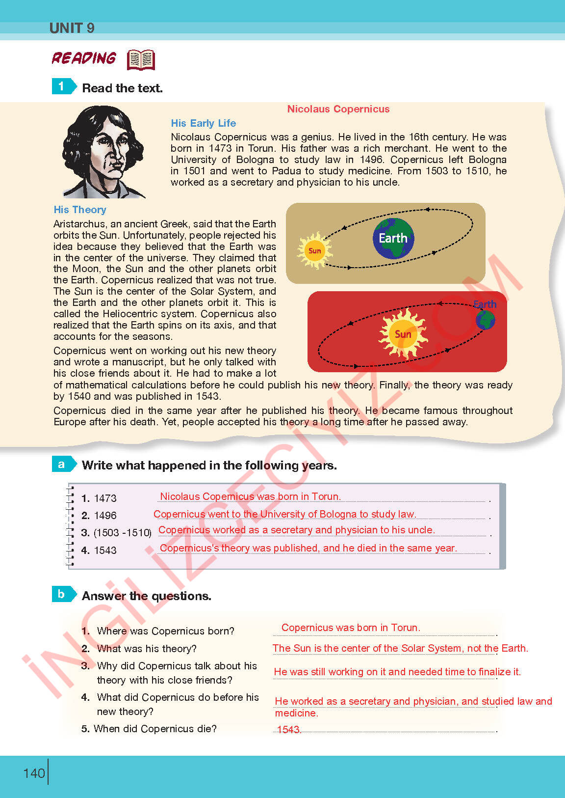 8. Sınıf Bilim Kültür Yayınları İngilizce Ders Kitabı Sayfa 140 Cevapları