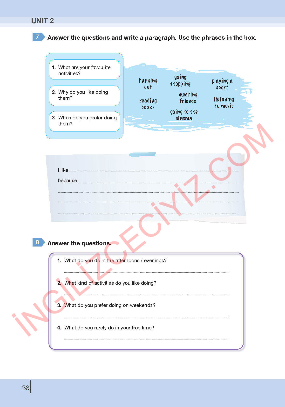 8. Sınıf Bilim Kültür Yayınları İngilizce Ders Kitabı Sayfa 38 Cevapları