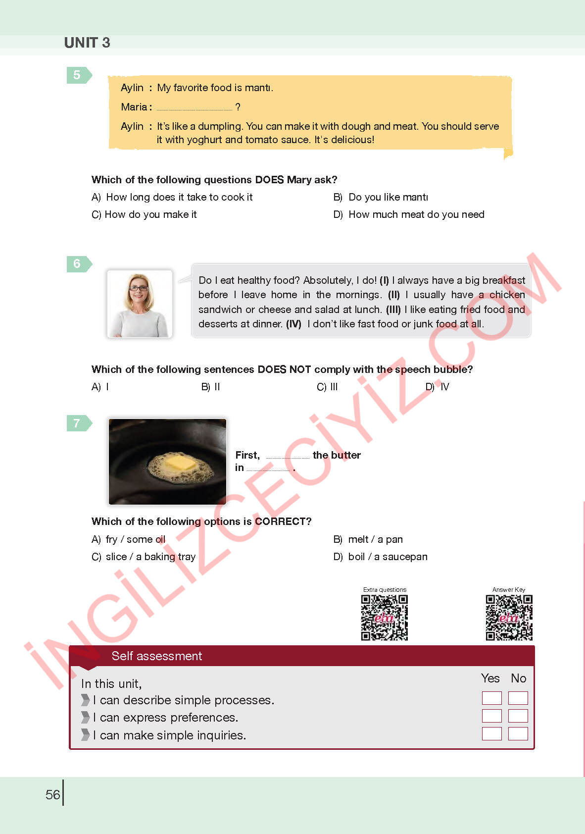 8. Sınıf Bilim Kültür Yayınları İngilizce Ders Kitabı Sayfa 56 Cevapları