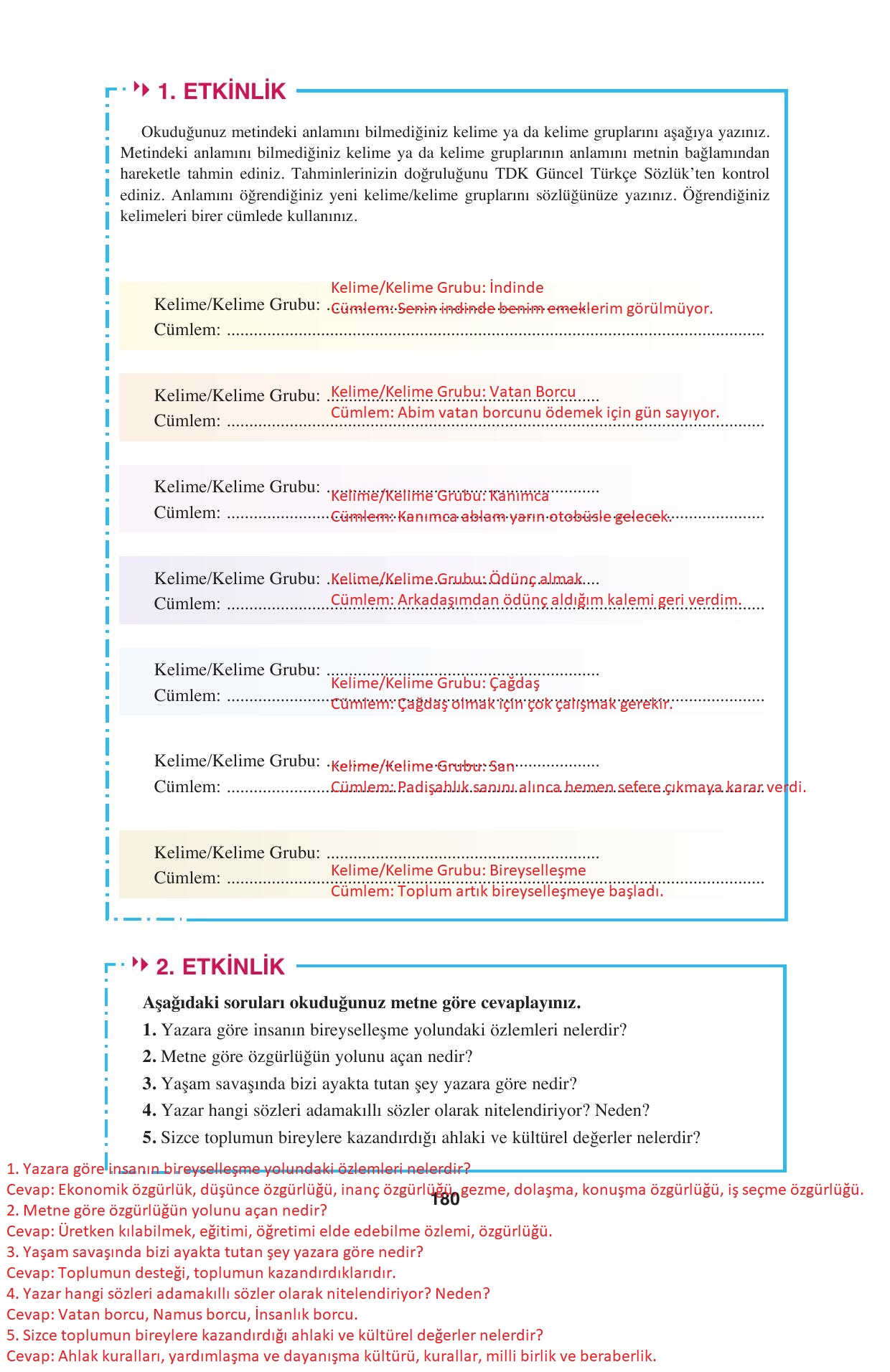8. Sınıf Hecce Yayıncılık Türkçe Ders Kitabı Sayfa 180 Cevapları 8. Sınıf Hecce Yayıncılık Türkçe Ders Kitabı Sayfa 180 Cevapları