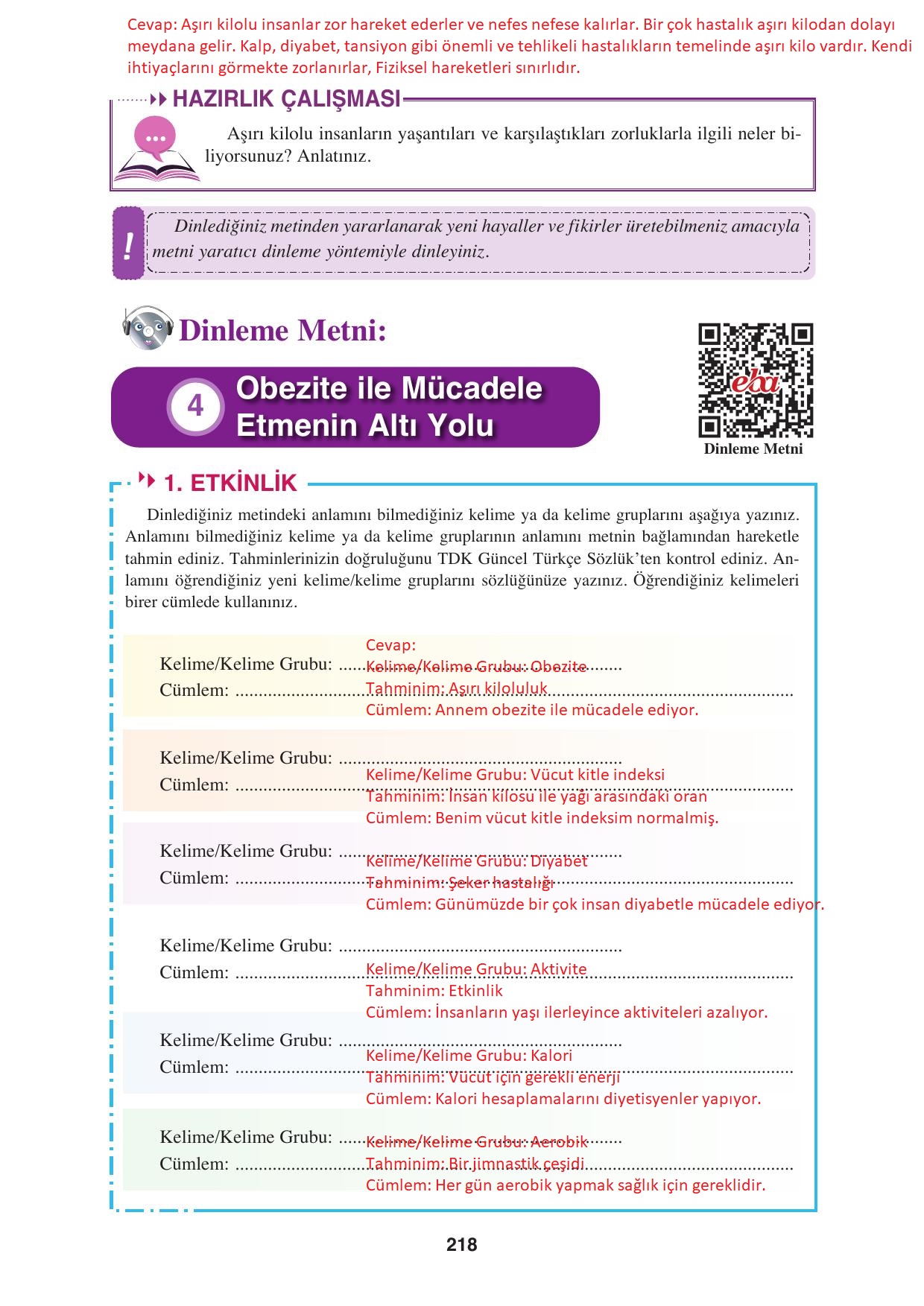 8. Sınıf Hecce Yayıncılık Türkçe Ders Kitabı Sayfa 218 Cevapları 8. Sınıf Hecce Yayıncılık Türkçe Ders Kitabı Sayfa 218 Cevapları