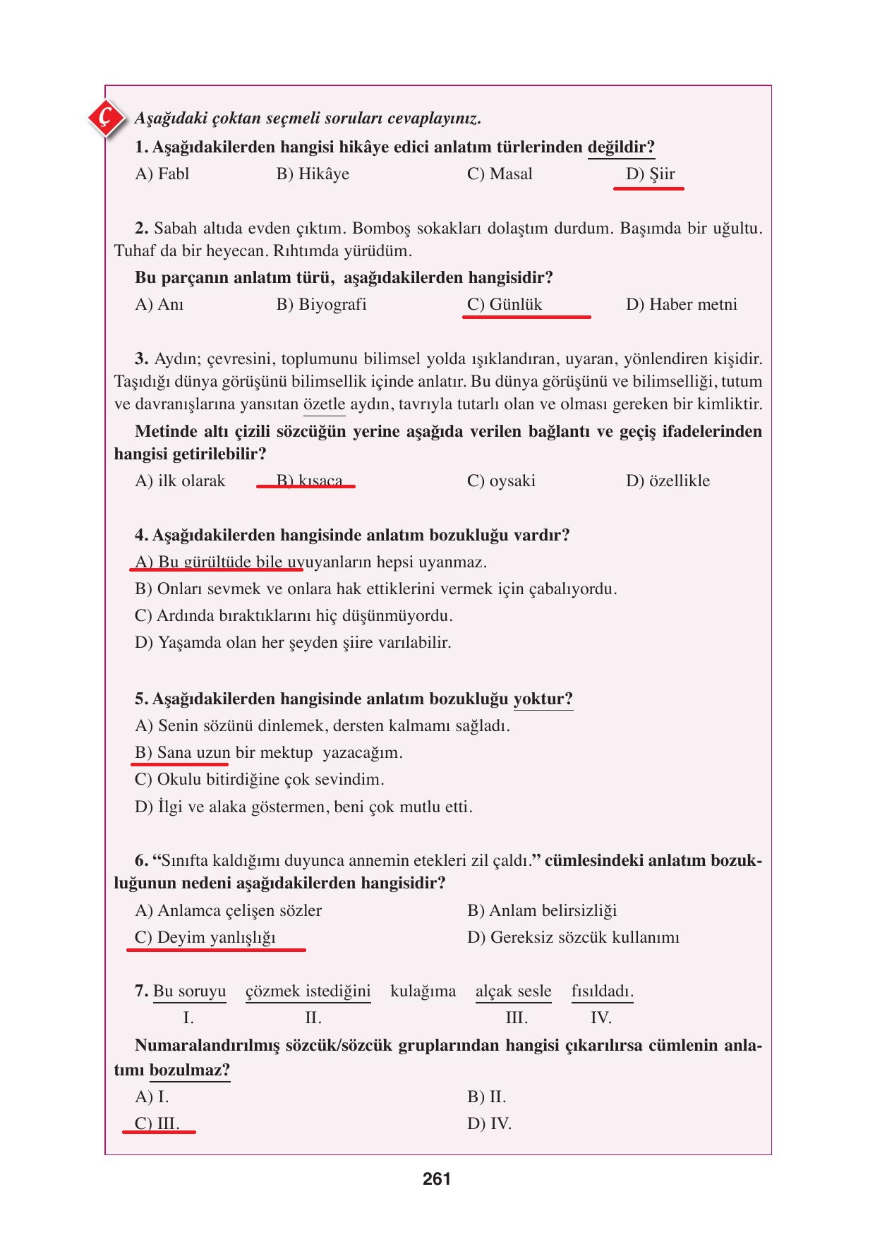8. Sınıf Hecce Yayıncılık Türkçe Ders Kitabı Sayfa 261 Cevapları 8. Sınıf Hecce Yayıncılık Türkçe Ders Kitabı Sayfa 261 Cevapları