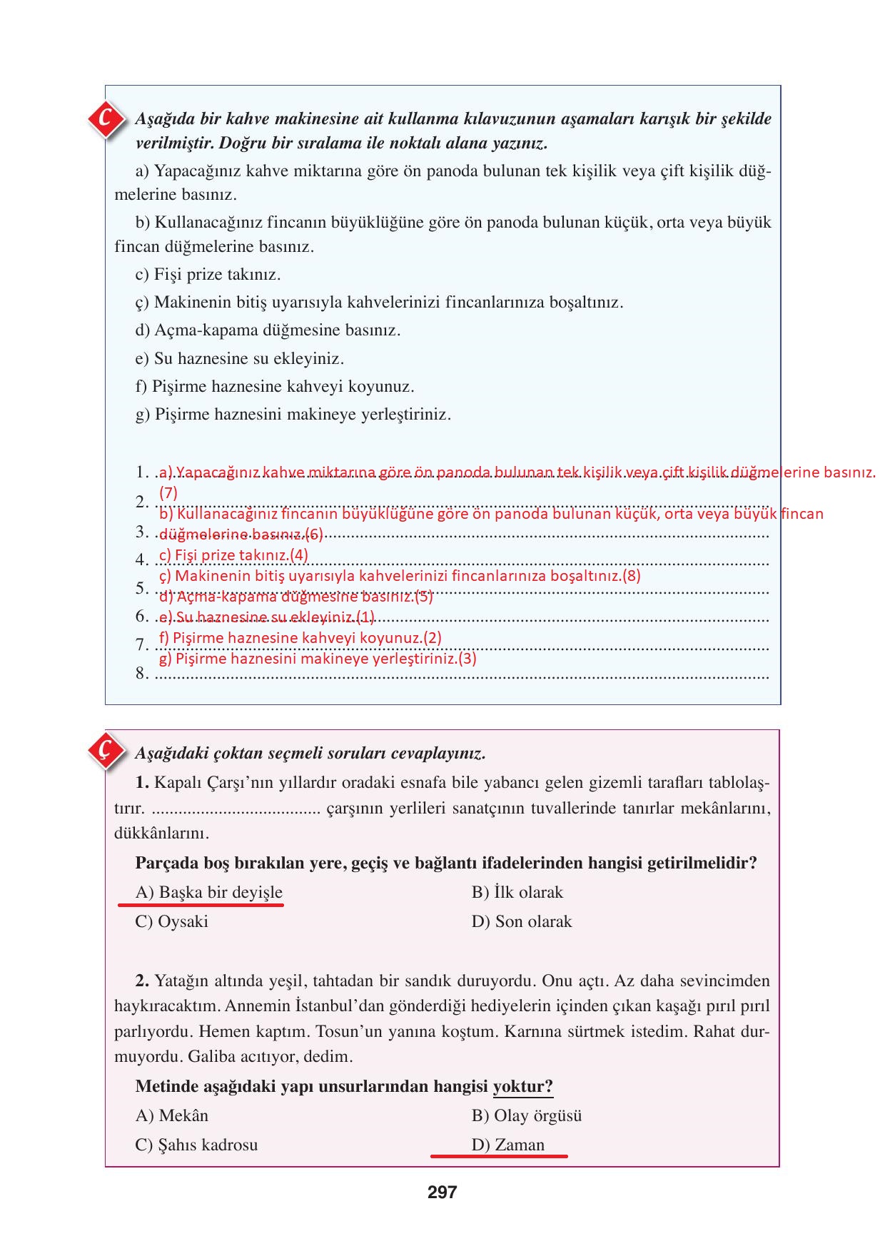 8. Sınıf Hecce Yayıncılık Türkçe Ders Kitabı Sayfa 297 Cevapları