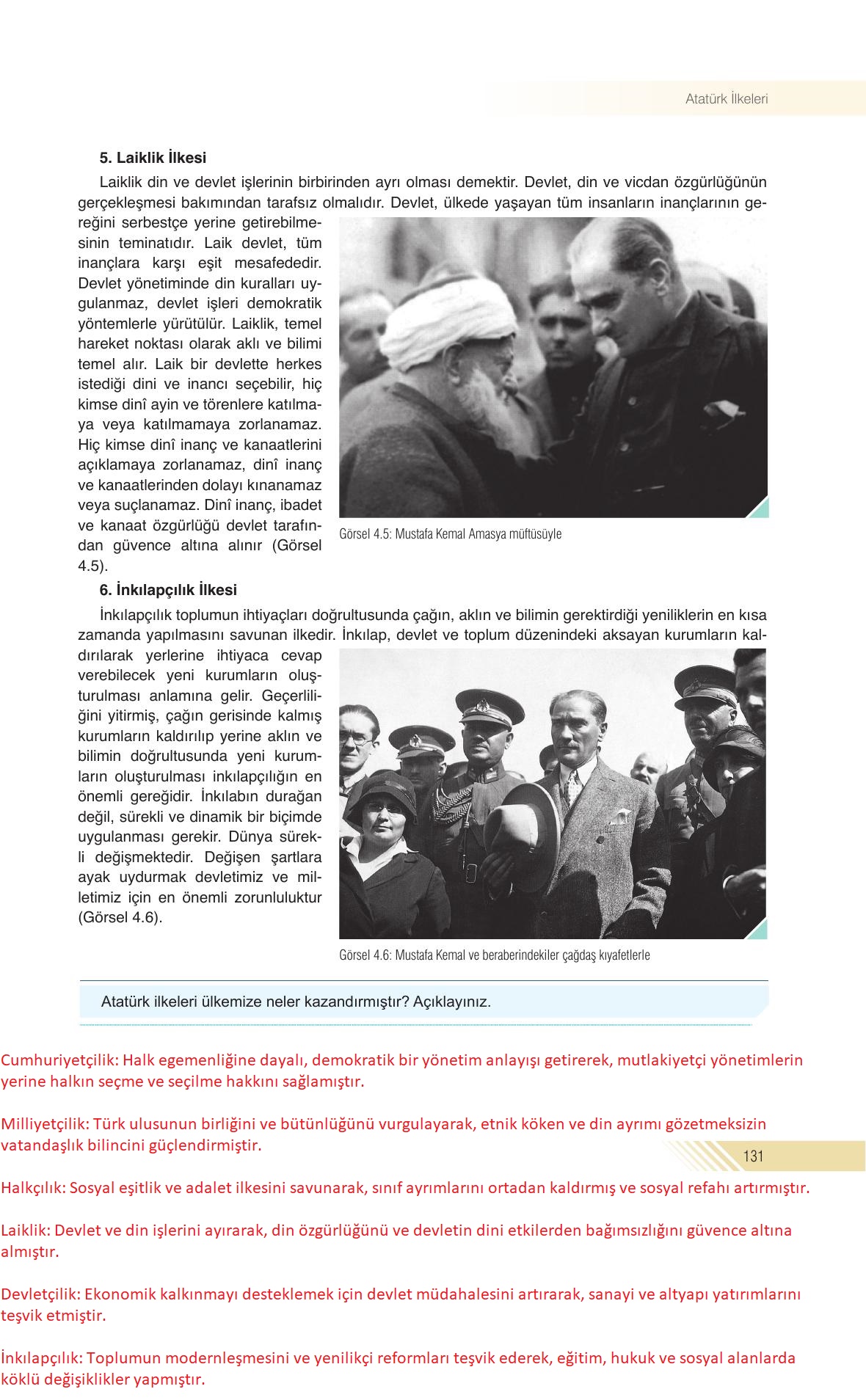 8. Sınıf Semih Ofset SEK Yayınları İnkılap Tarihi Ders Kitabı Sayfa 131 Cevapları