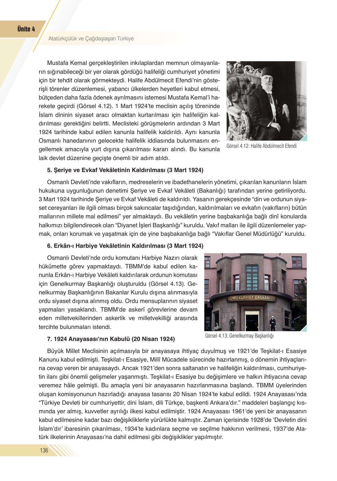 8. Sınıf Semih Ofset SEK Yayınları İnkılap Tarihi Ders Kitabı Sayfa 136 Cevapları