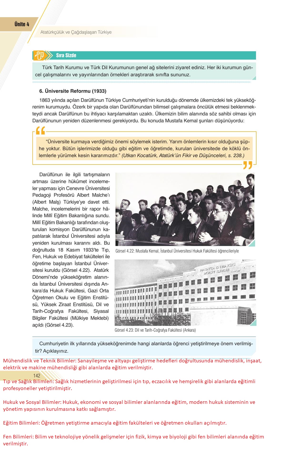8. Sınıf Semih Ofset SEK Yayınları İnkılap Tarihi Ders Kitabı Sayfa 142 Cevapları
