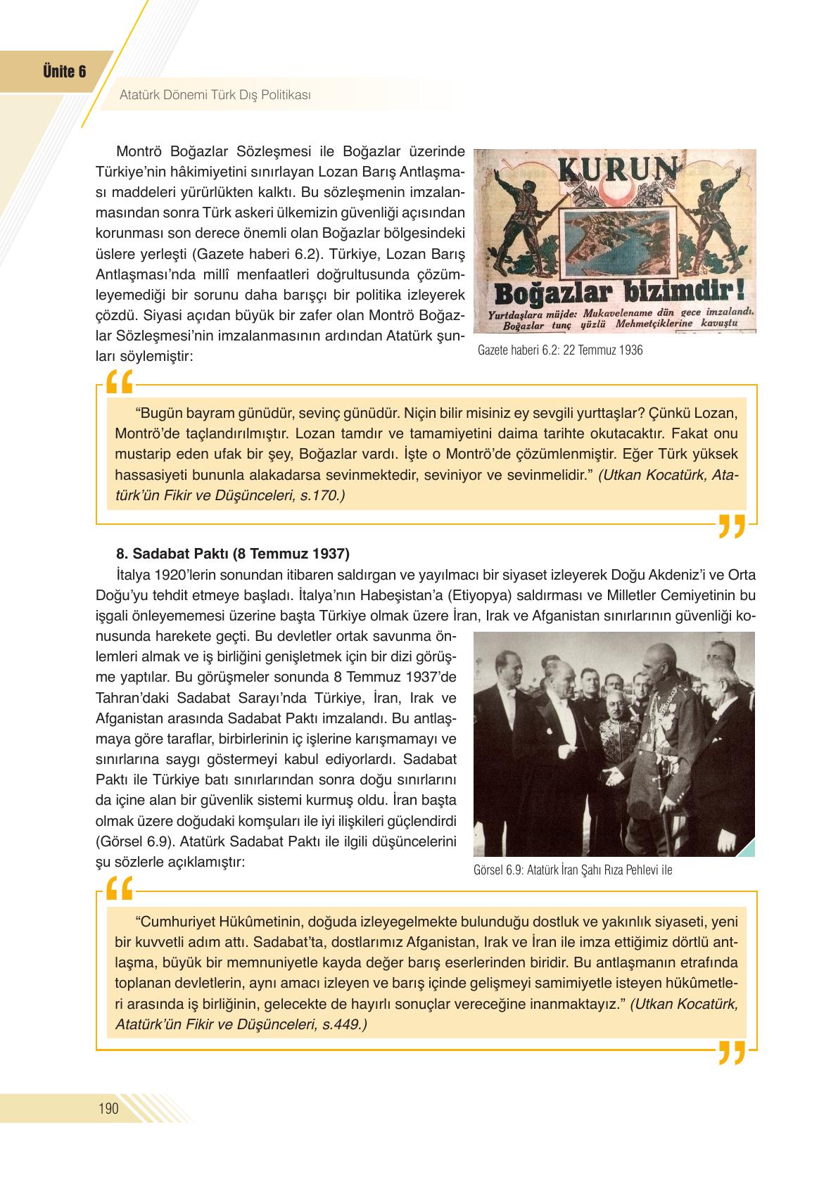 8. Sınıf Semih Ofset SEK Yayınları İnkılap Tarihi Ders Kitabı Sayfa 190 Cevapları