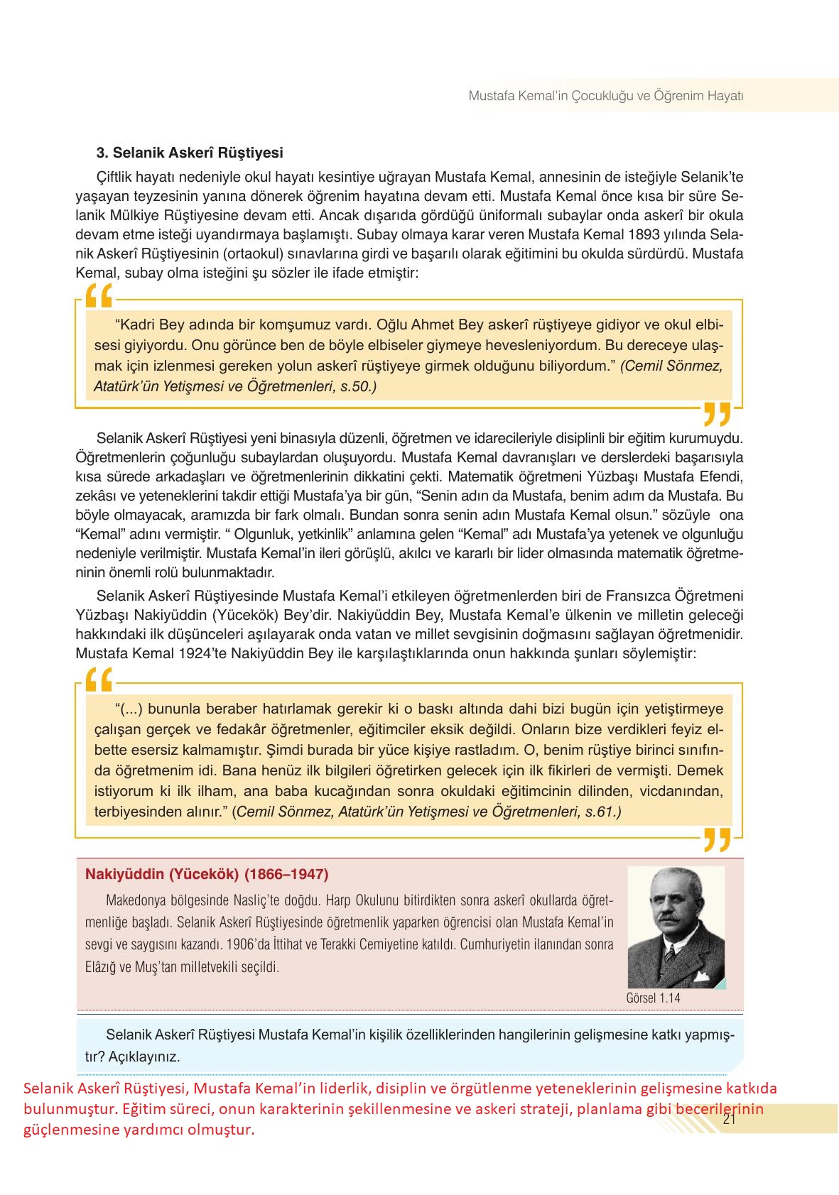 8. Sınıf Semih Ofset SEK Yayınları İnkılap Tarihi Ders Kitabı Sayfa 21 Cevapları
