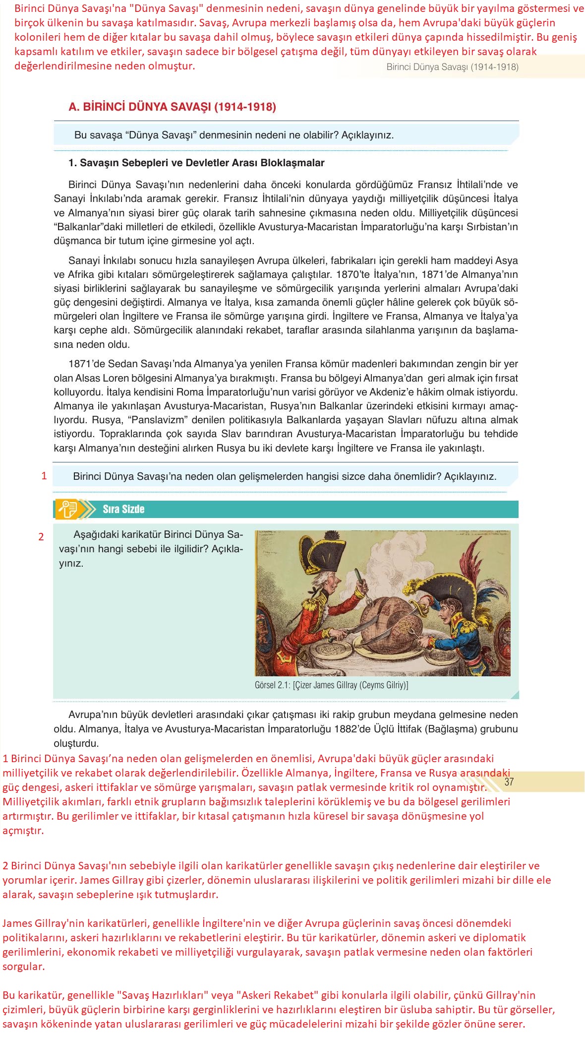 8. Sınıf Semih Ofset SEK Yayınları İnkılap Tarihi Ders Kitabı Sayfa 37 Cevapları