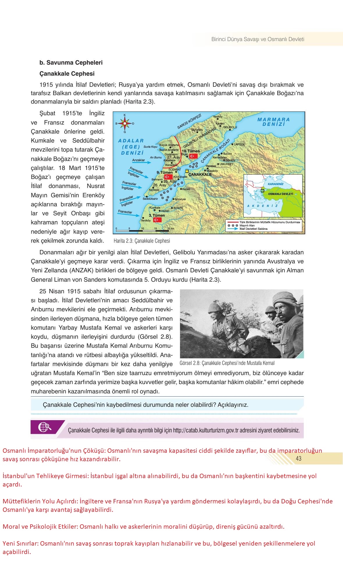 8. Sınıf Semih Ofset SEK Yayınları İnkılap Tarihi Ders Kitabı Sayfa 43 Cevapları