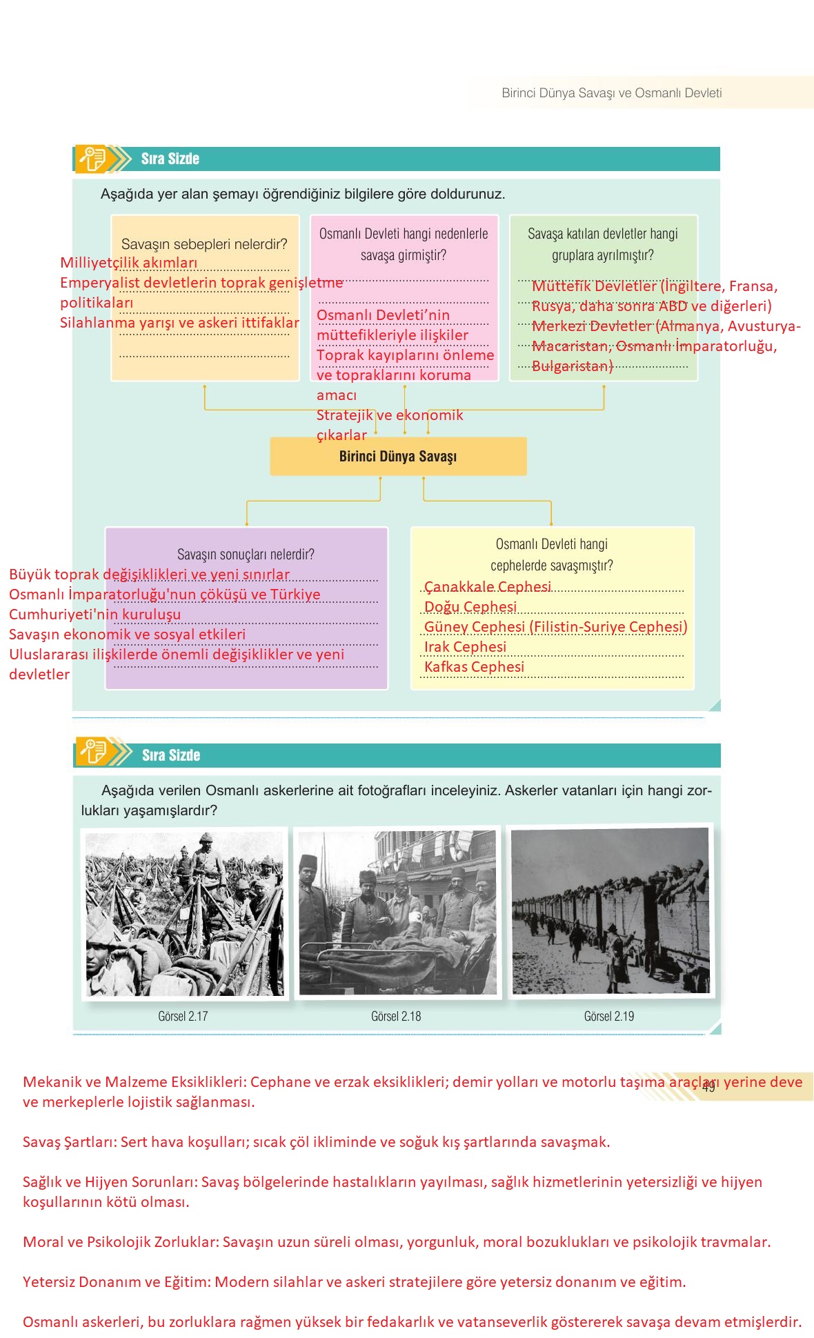 8. Sınıf Semih Ofset SEK Yayınları İnkılap Tarihi Ders Kitabı Sayfa 49 Cevapları
