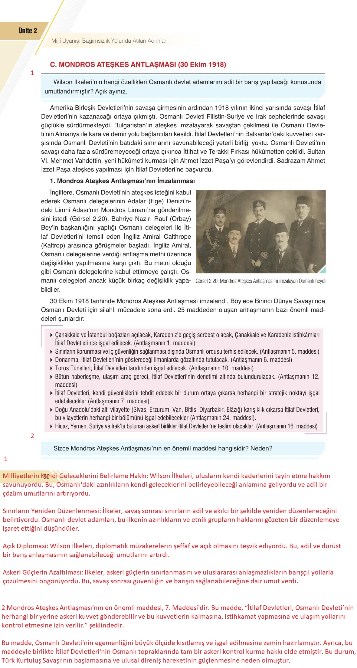 8. Sınıf Semih Ofset SEK Yayınları İnkılap Tarihi Ders Kitabı Sayfa 50 Cevapları