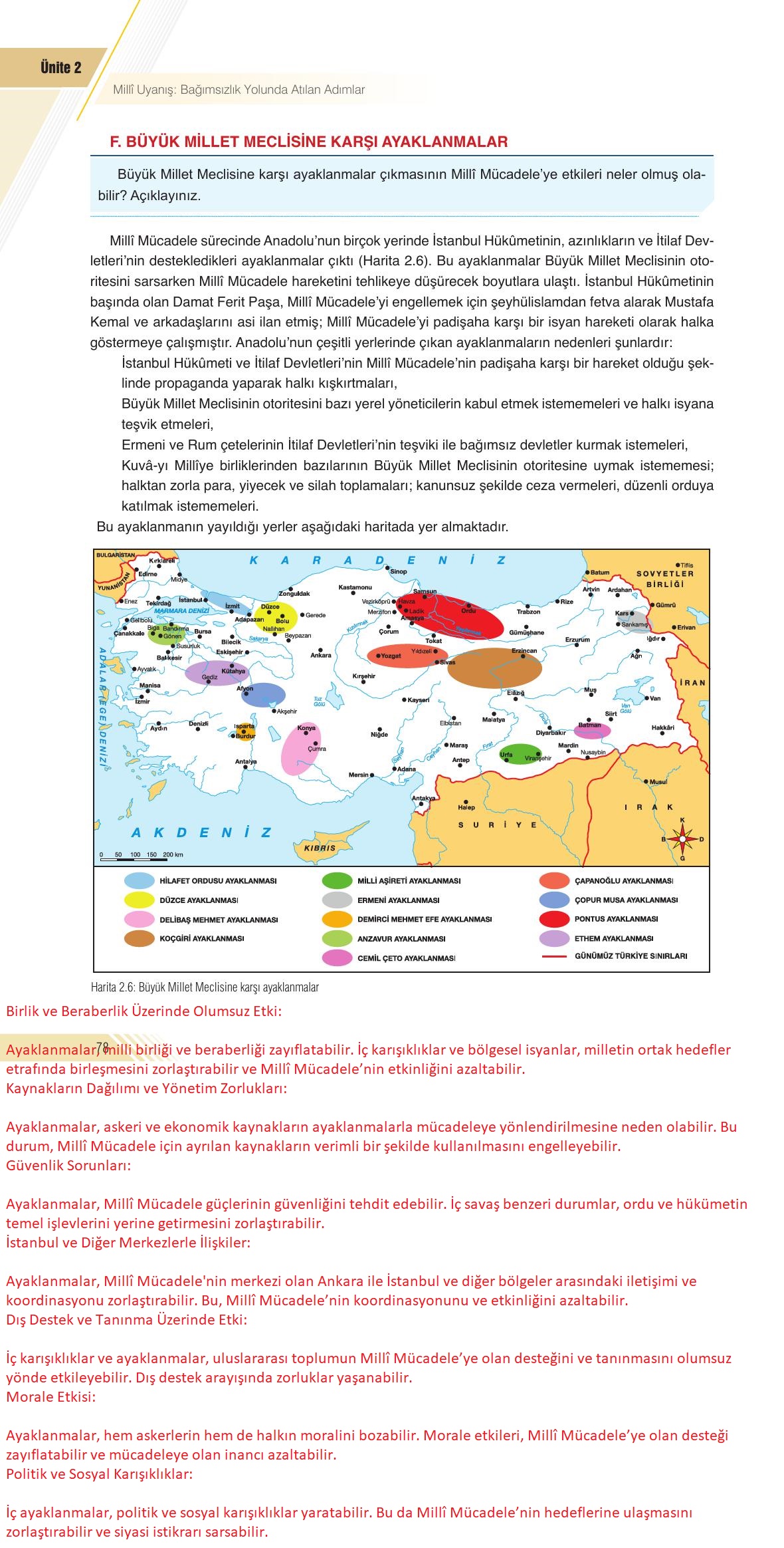 8. Sınıf Semih Ofset SEK Yayınları İnkılap Tarihi Ders Kitabı Sayfa 78 Cevapları
