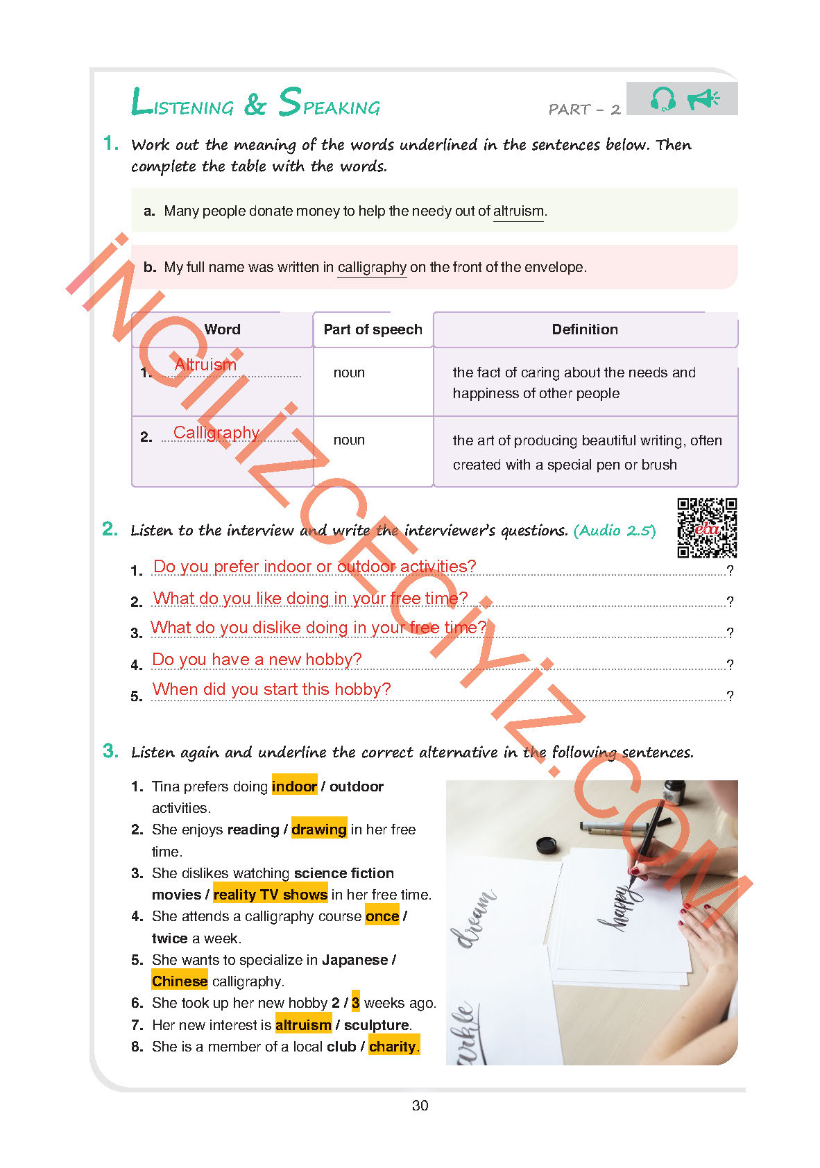 11. Sınıf Yıldırım Yayınları İngilizce Ders Kitabı Sayfa 30 Cevapları 11. Sınıf Yıldırım Yayınları İngilizce Ders Kitabı Sayfa 30 Cevapları