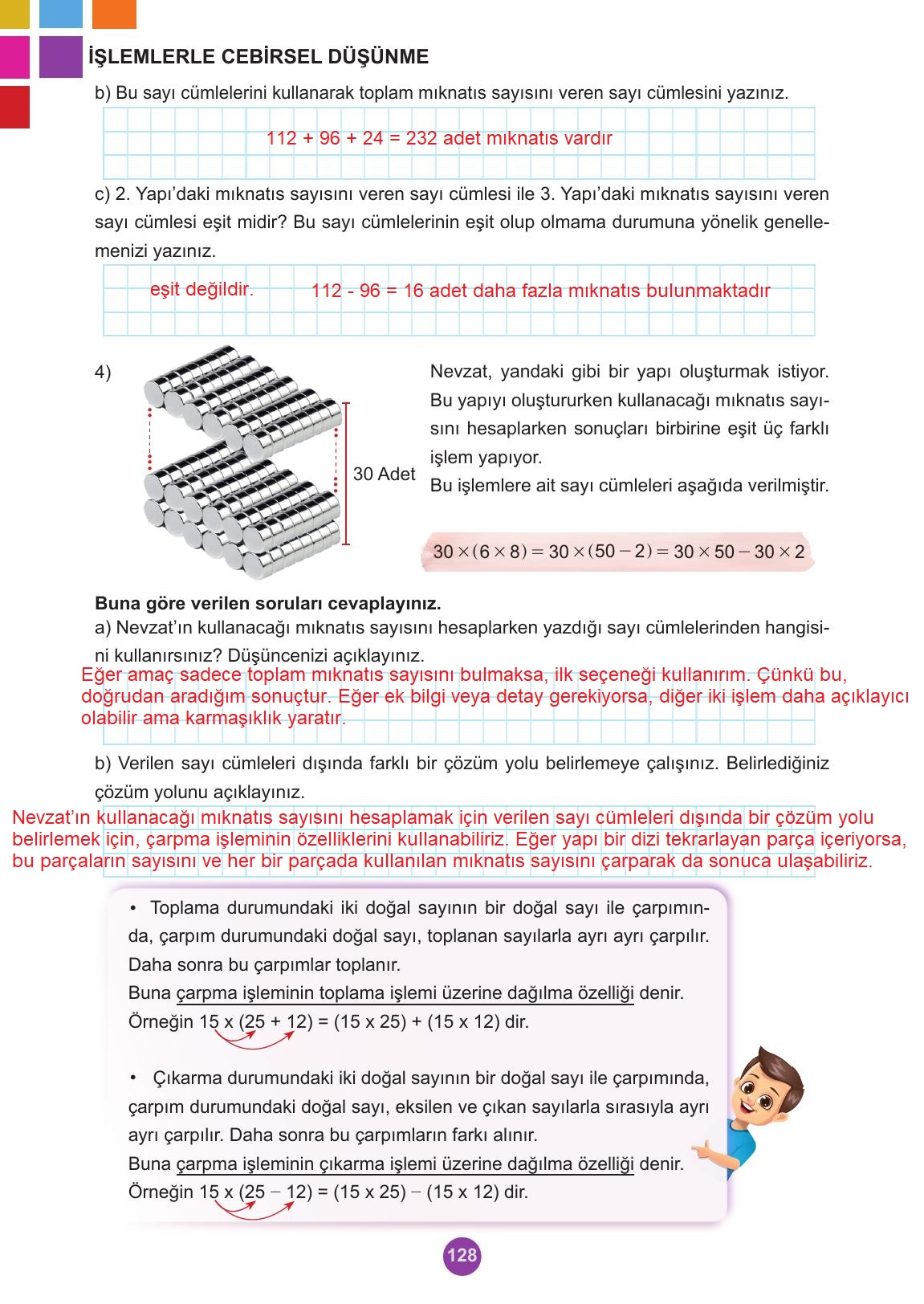 5. Sınıf Meb Yayınları 2. Kitap Matematik Ders Kitabı Sayfa 128 Cevapları
