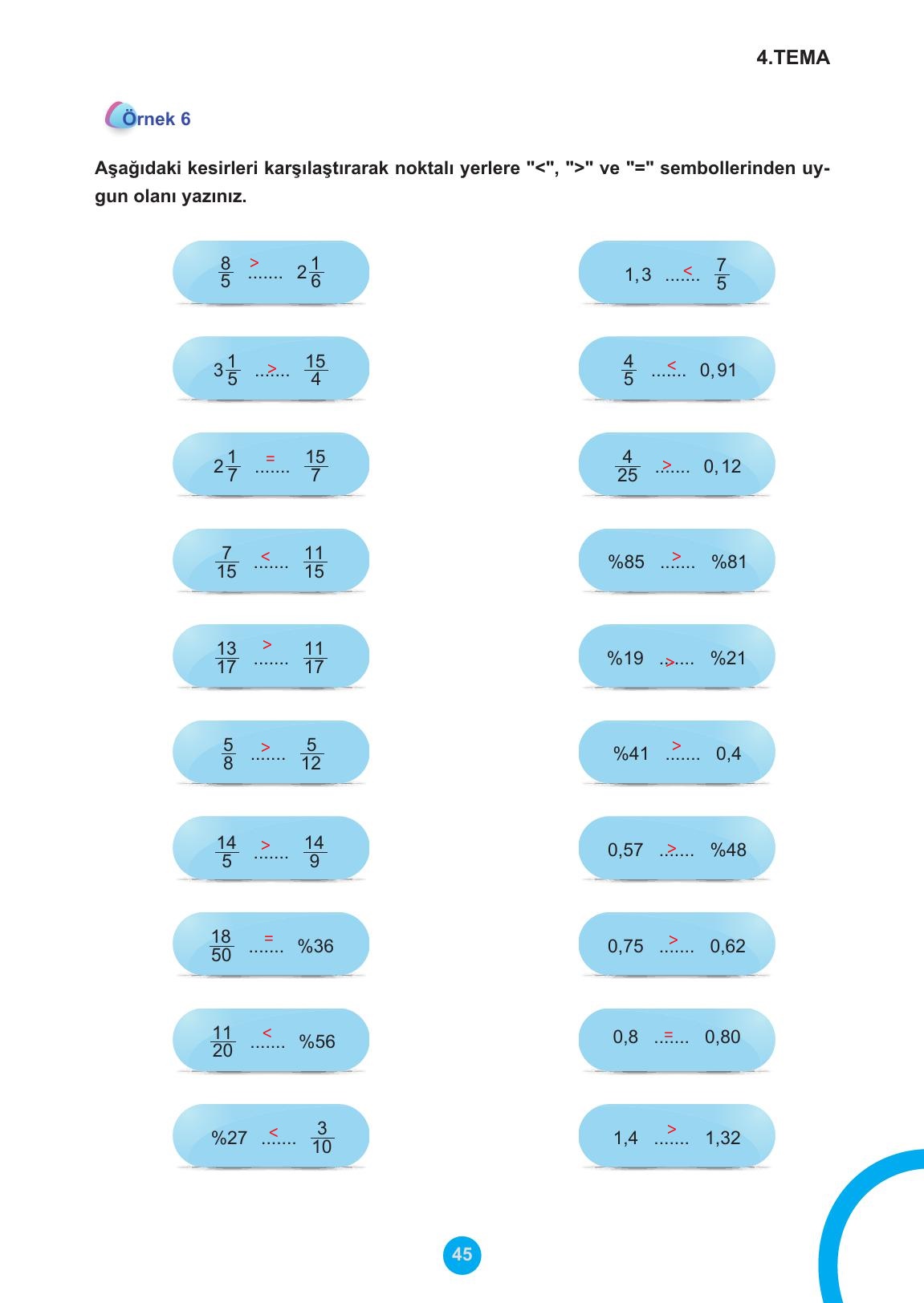 5. Sınıf Meb Yayınları 2. Kitap Matematik Ders Kitabı Sayfa 45 Cevapları