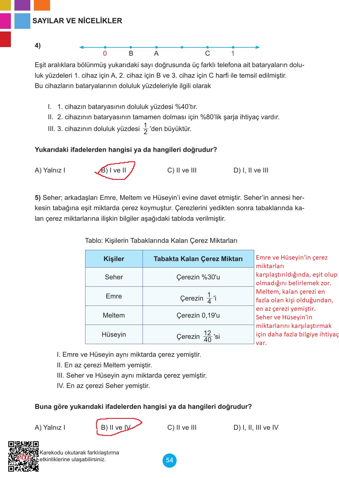 5. Sınıf Meb Yayınları 2. Kitap Matematik Ders Kitabı Sayfa 54 Cevapları