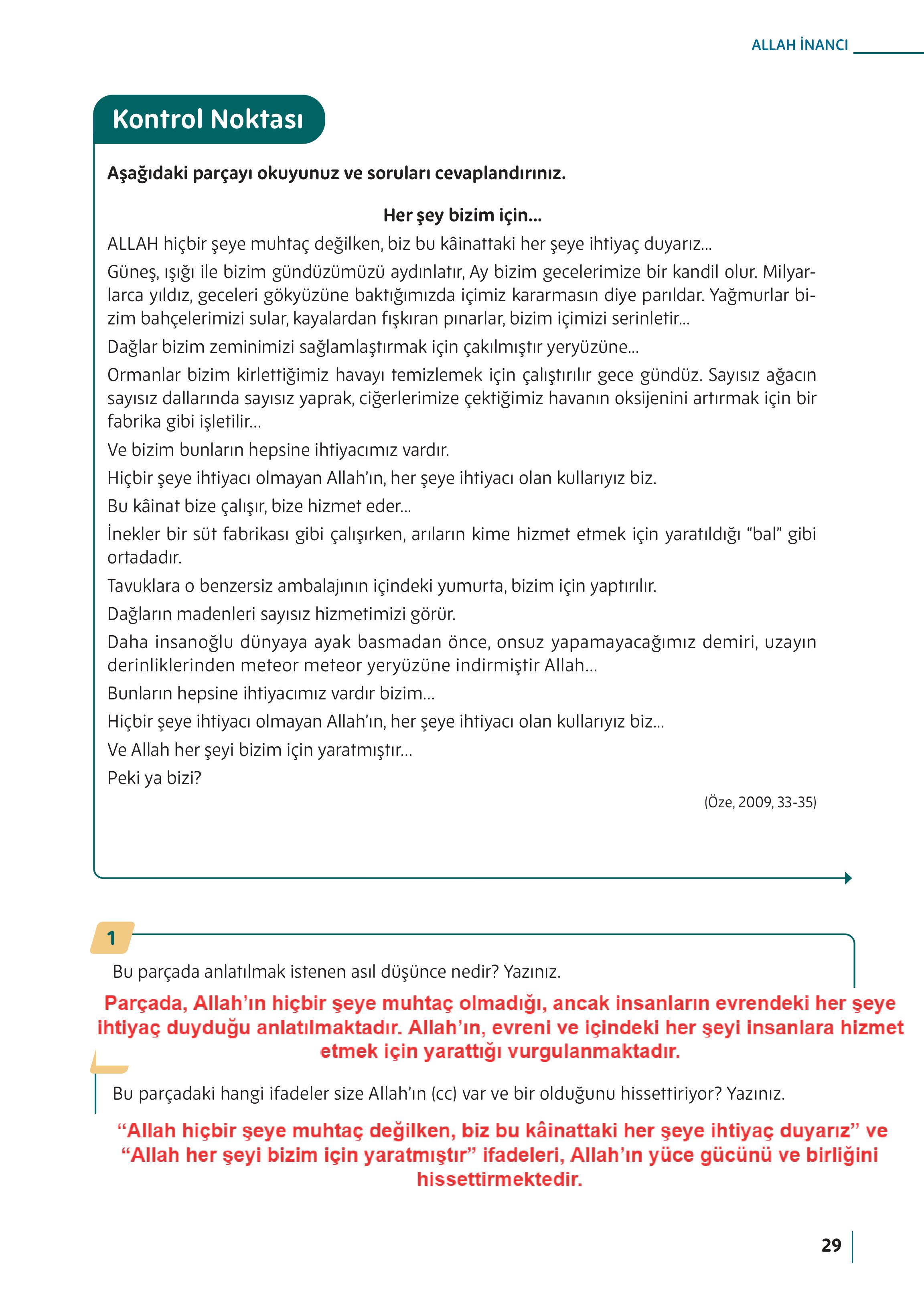 5. Sınıf Meb Yayınları Din Kültürü Ve Ahlak Bilgisi Ders Kitabı Sayfa 29 Cevapları