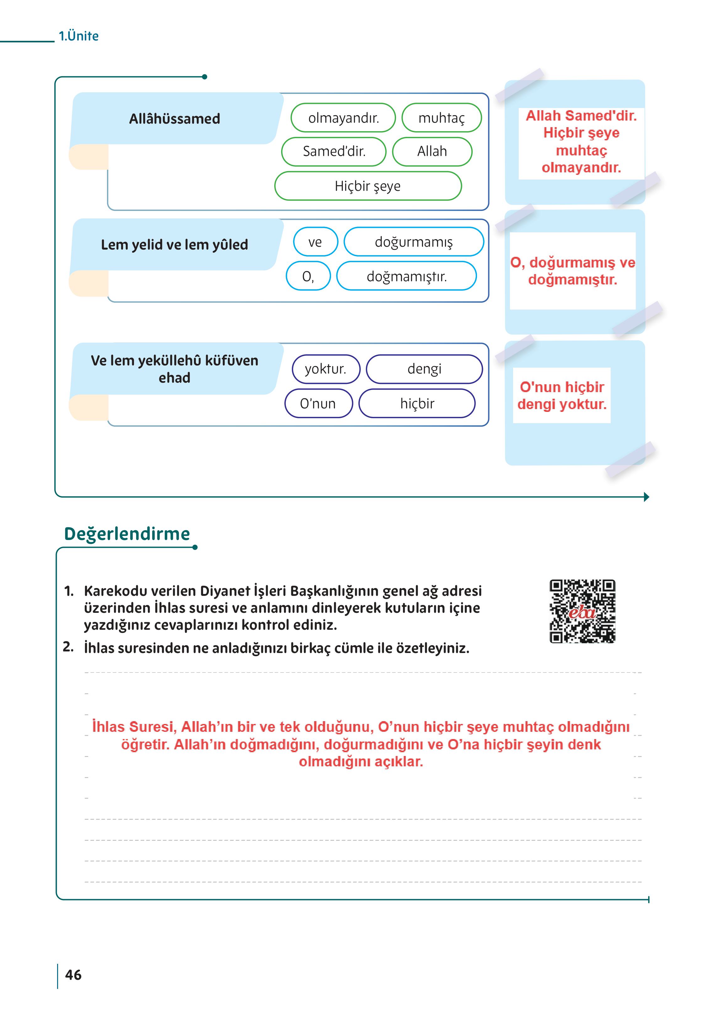 5. Sınıf Meb Yayınları Din Kültürü Ve Ahlak Bilgisi Ders Kitabı Sayfa 46 Cevapları