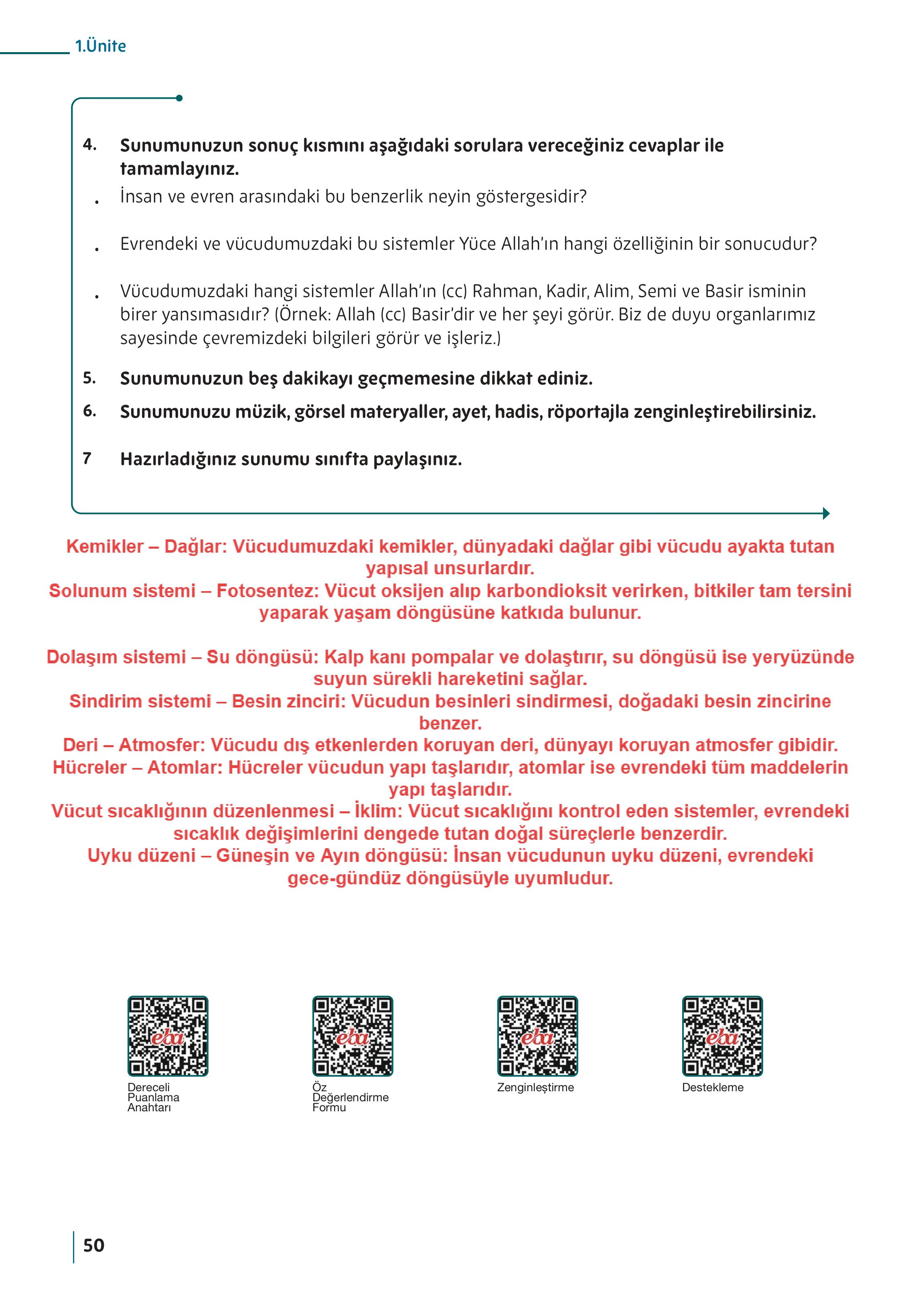 5. Sınıf Meb Yayınları Din Kültürü Ve Ahlak Bilgisi Ders Kitabı Sayfa 50 Cevapları
