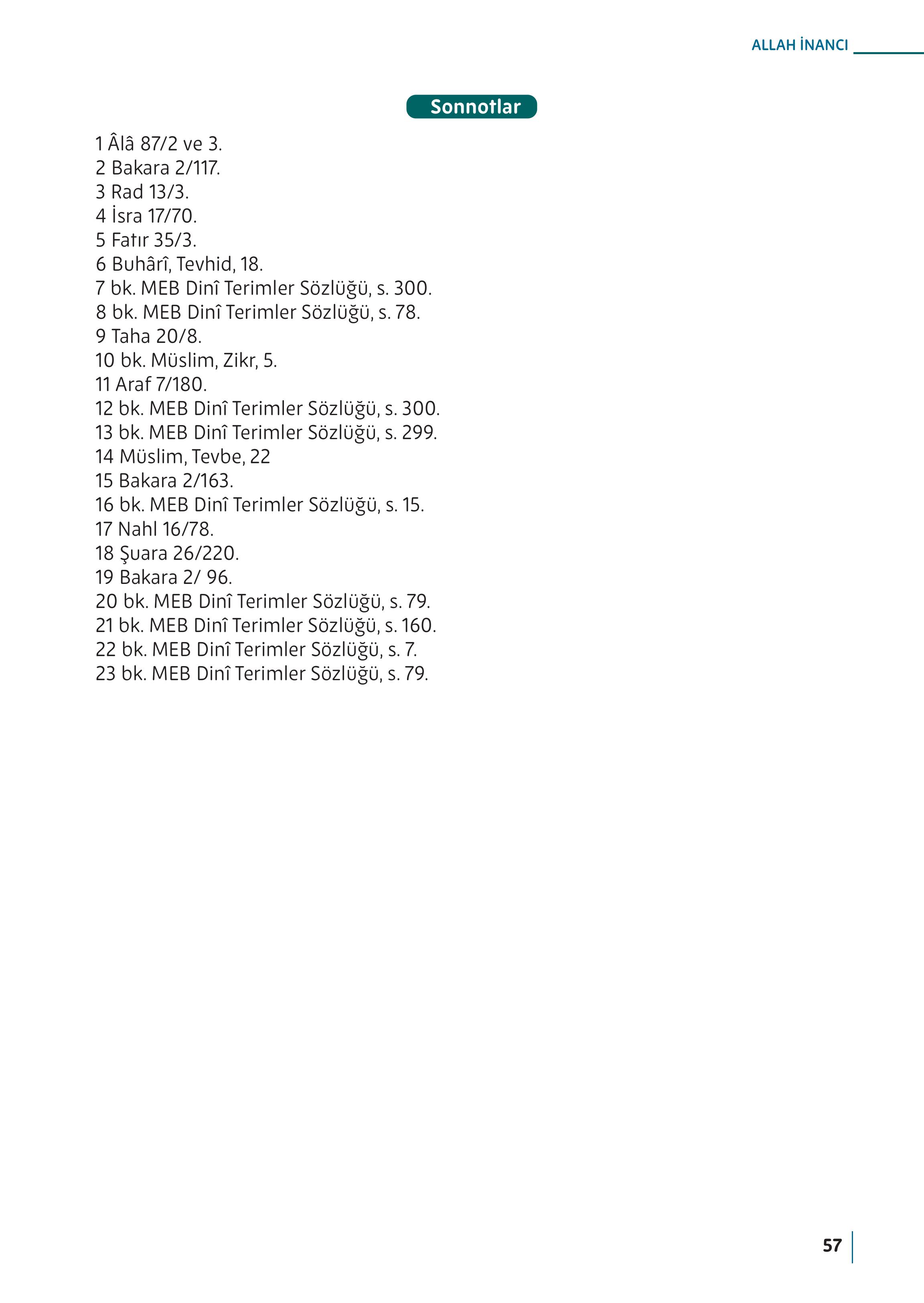 5. Sınıf Meb Yayınları Din Kültürü Ve Ahlak Bilgisi Ders Kitabı Sayfa 57 Cevapları