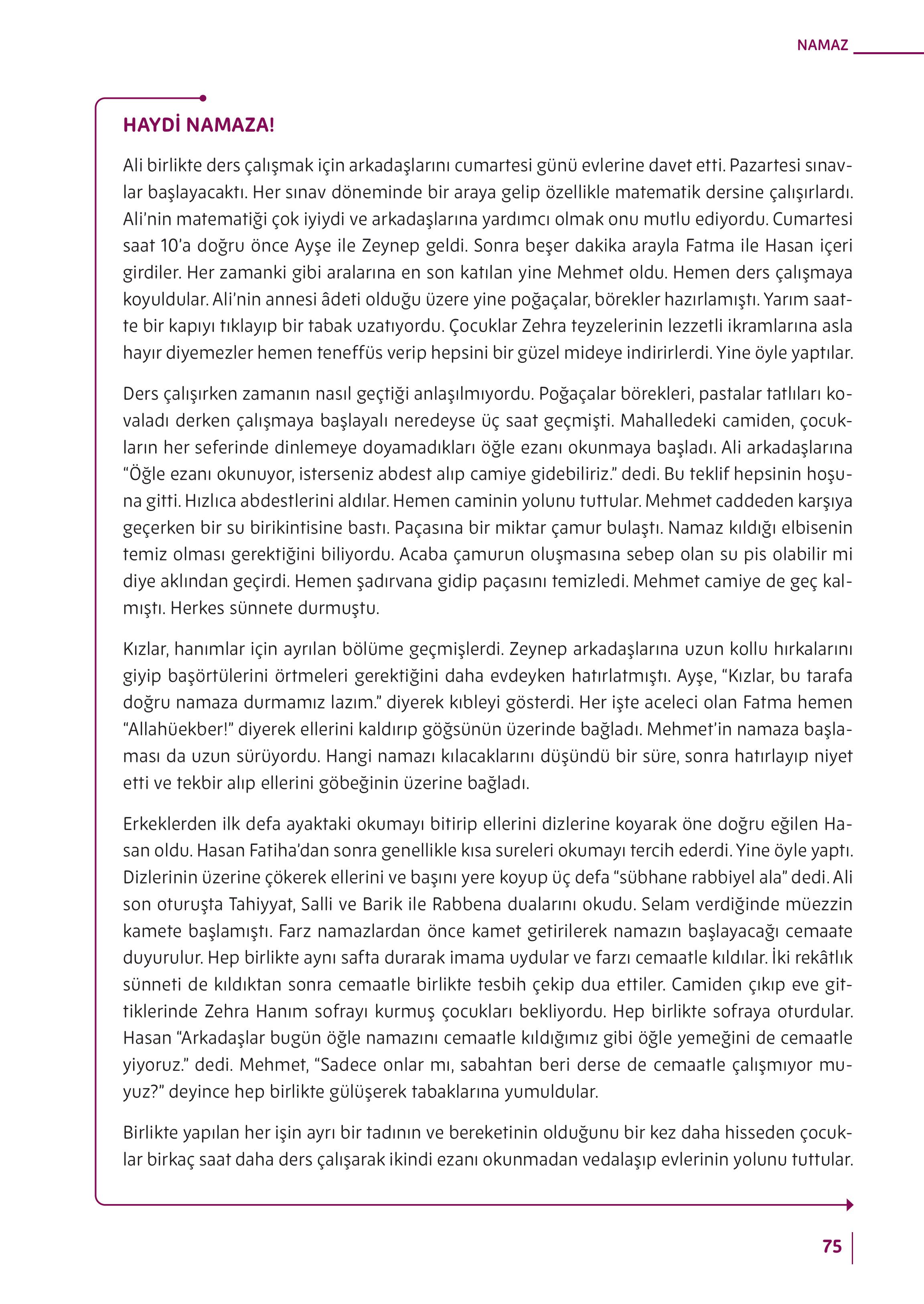 5. Sınıf Meb Yayınları Din Kültürü Ve Ahlak Bilgisi Ders Kitabı Sayfa 75 Cevapları