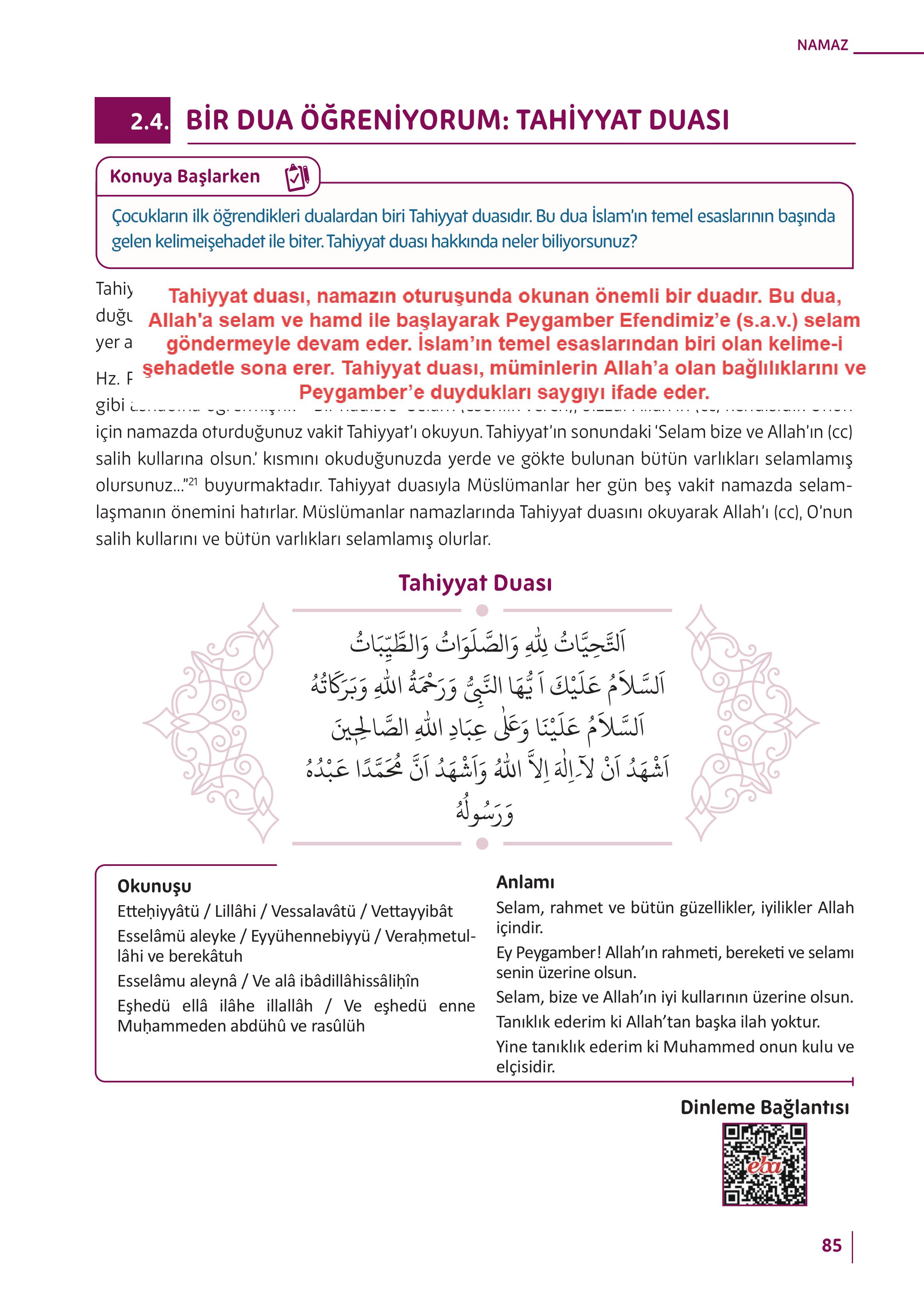 5. Sınıf Meb Yayınları Din Kültürü Ve Ahlak Bilgisi Ders Kitabı Sayfa 85 Cevapları