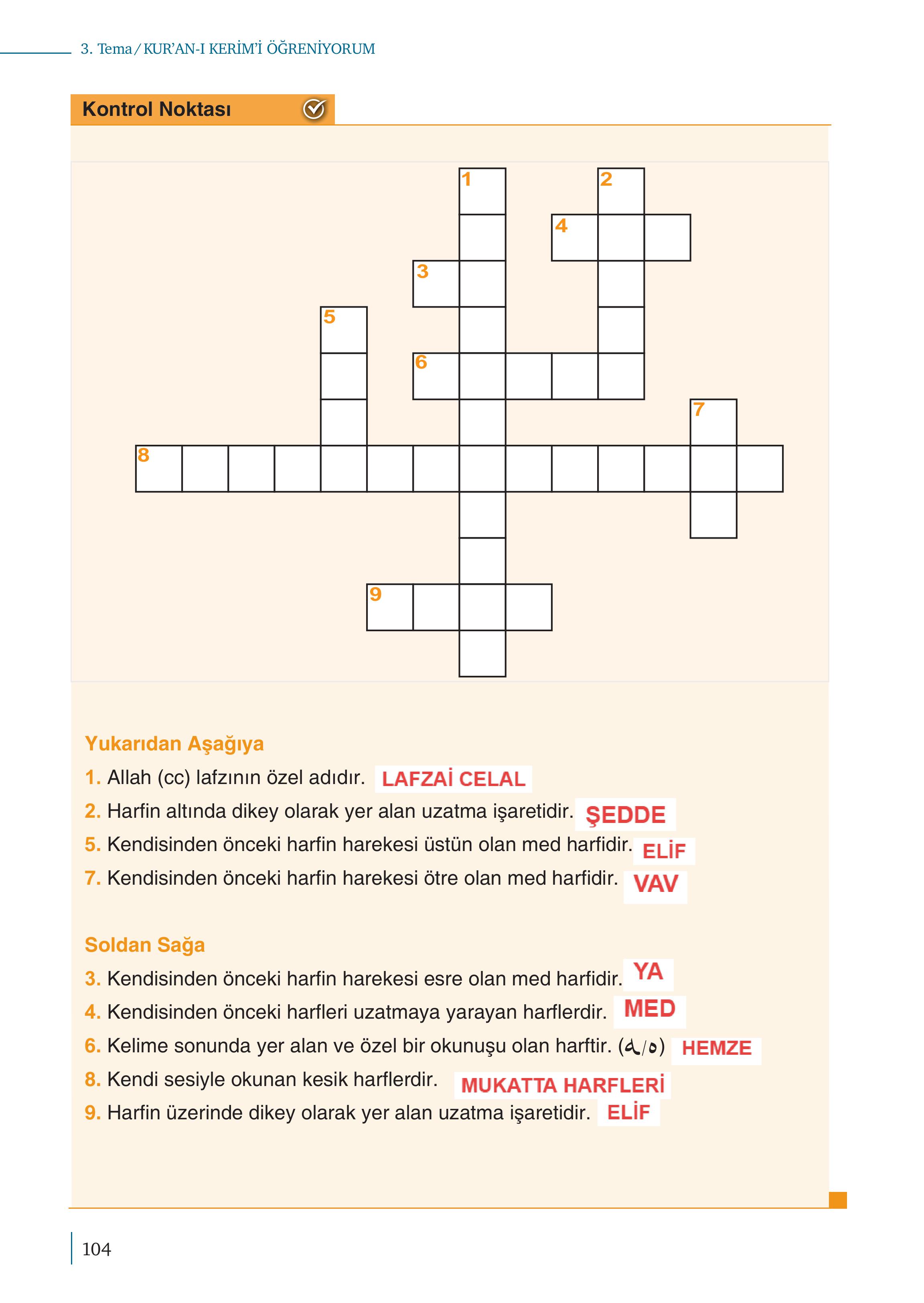 5. Sınıf Meb Yayınları Kur'an- Kerim Ders Kitabı Sayfa 104 Cevapları 5. Sınıf Meb Yayınları Kur'an- Kerim Ders Kitabı Sayfa 104 Cevapları