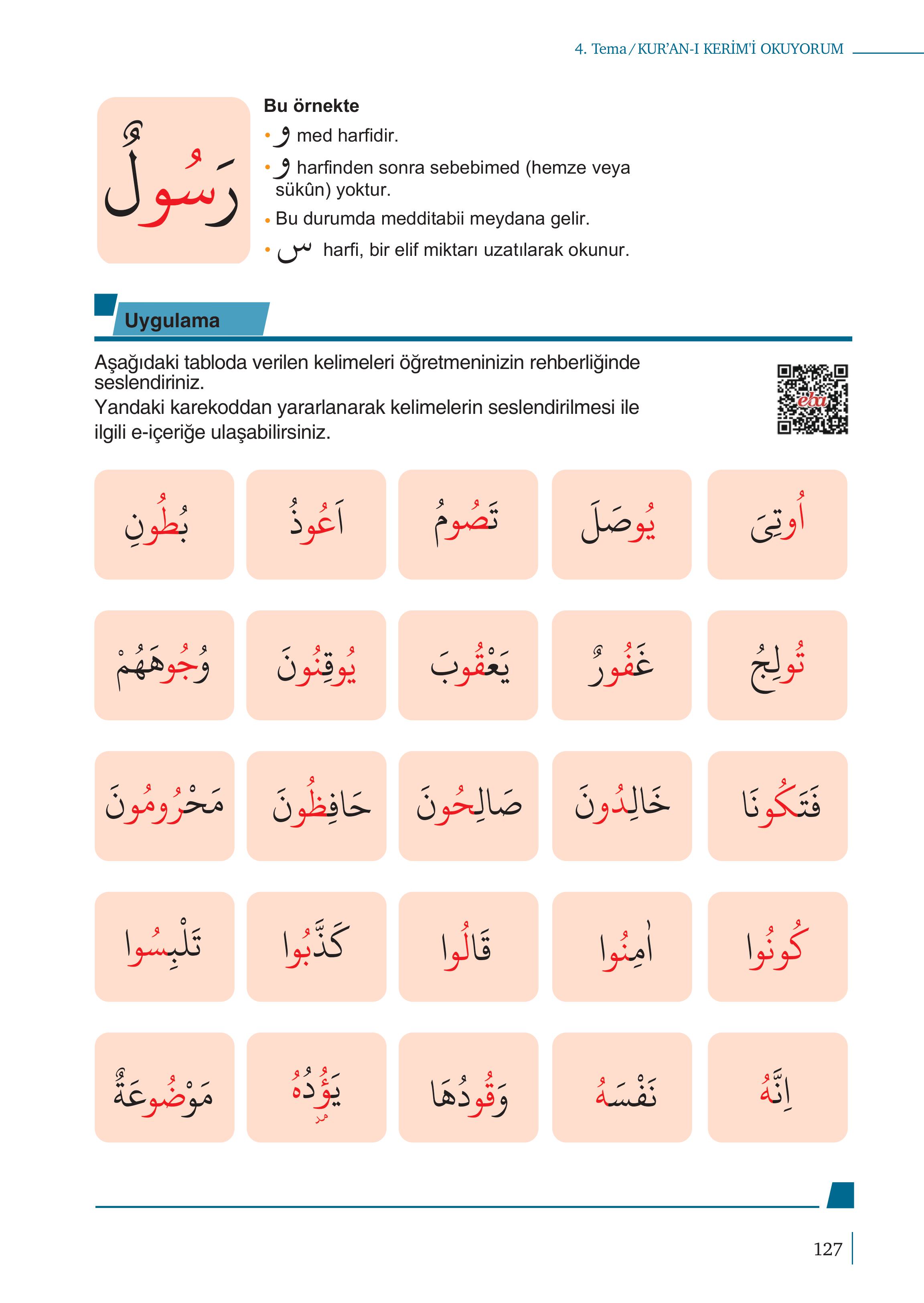 5. Sınıf Meb Yayınları Kur'an- Kerim Ders Kitabı Sayfa 127 Cevapları