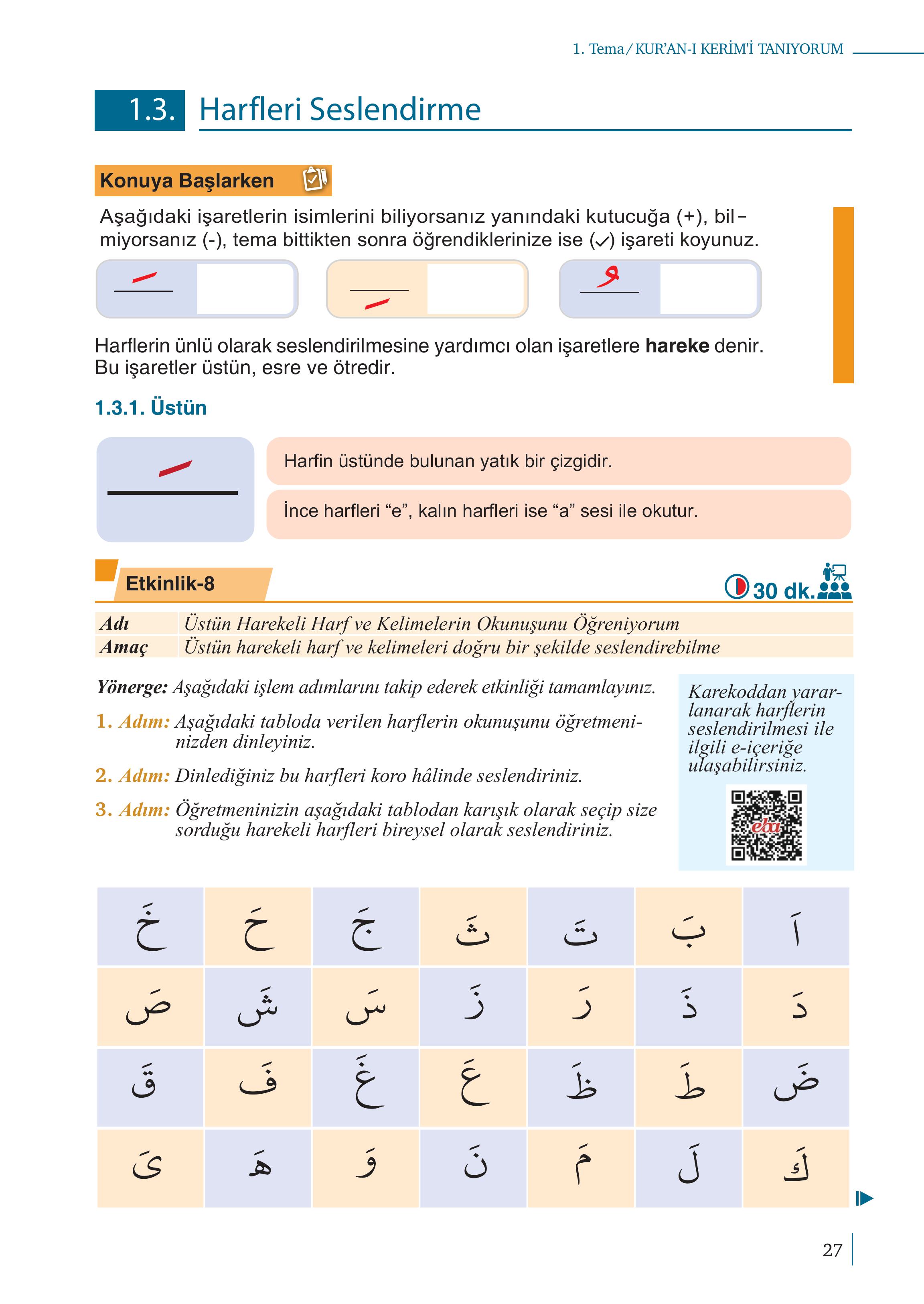 5. Sınıf Meb Yayınları Kur'an- Kerim Ders Kitabı Sayfa 27 Cevapları