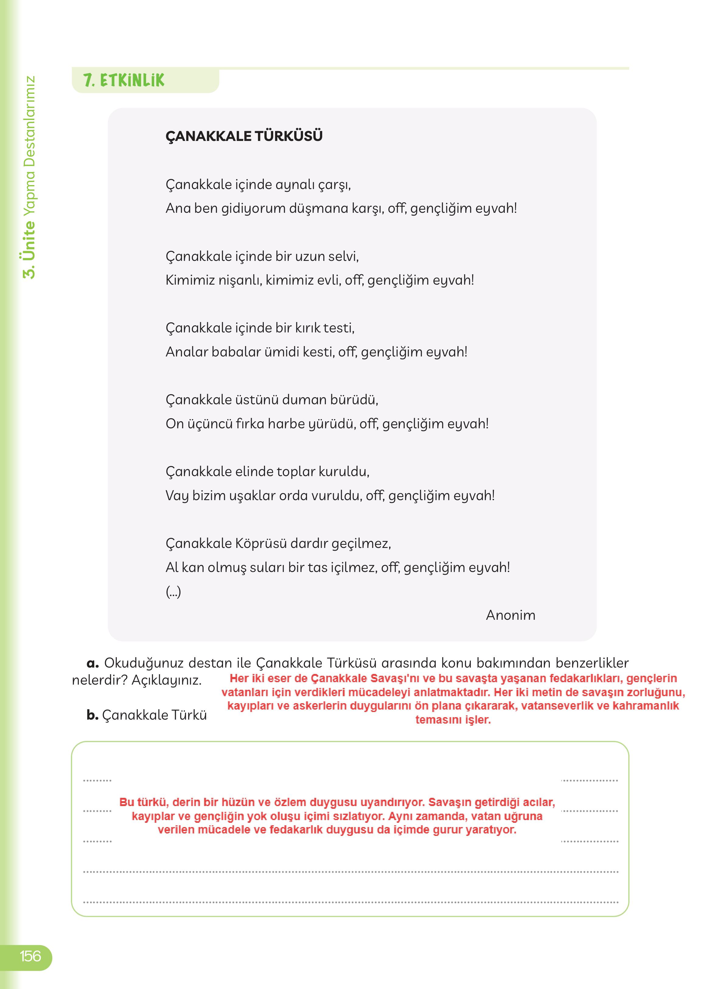5. Sınıf Meb Yayınları Masal Ve Destanlarımız Ders Kitabı Sayfa 157 Cevapları