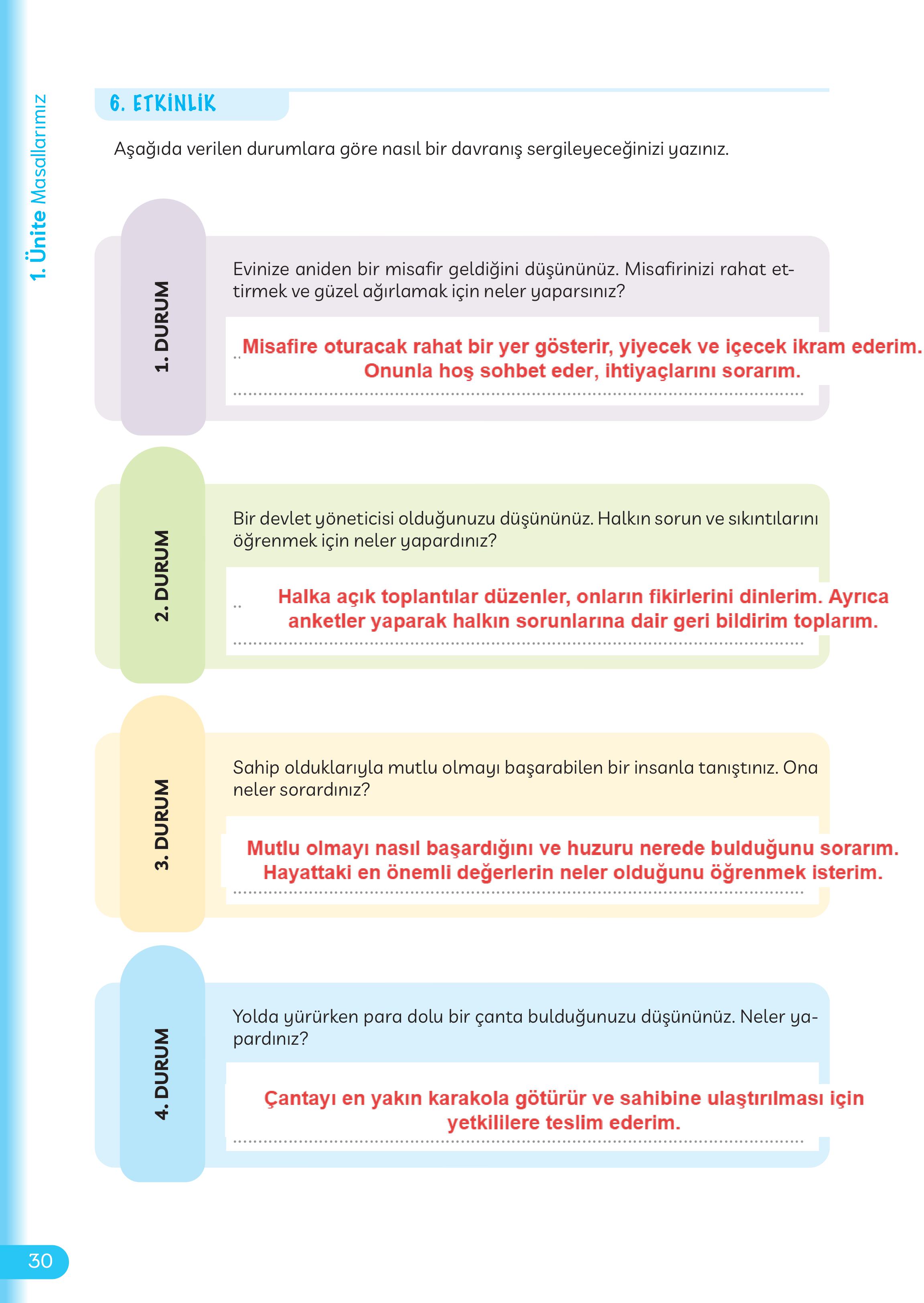 5. Sınıf Meb Yayınları Masal Ve Destanlarımız Ders Kitabı Sayfa 31 Cevapları