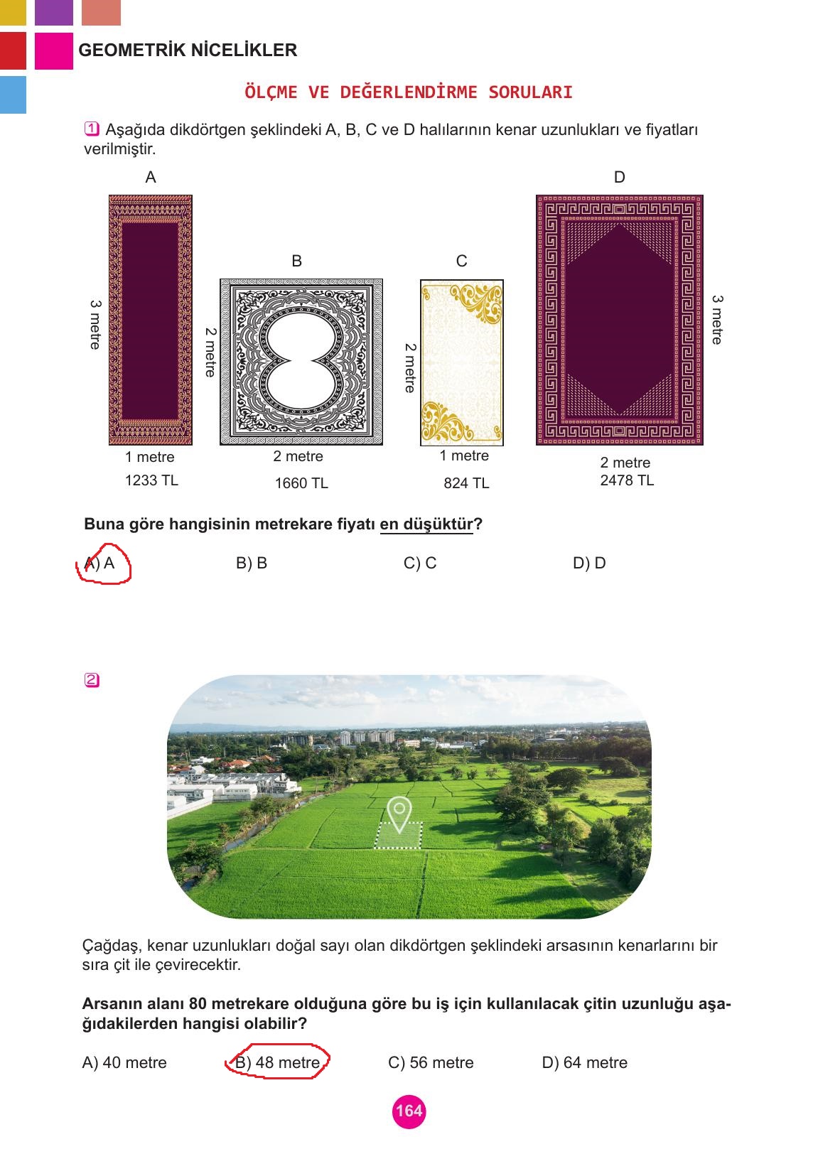 5. Sınıf Meb Yayınları Matematik Ders Kitabı Sayfa 164 Cevapları 5. Sınıf Meb Yayınları Matematik Ders Kitabı Sayfa 164 Cevapları