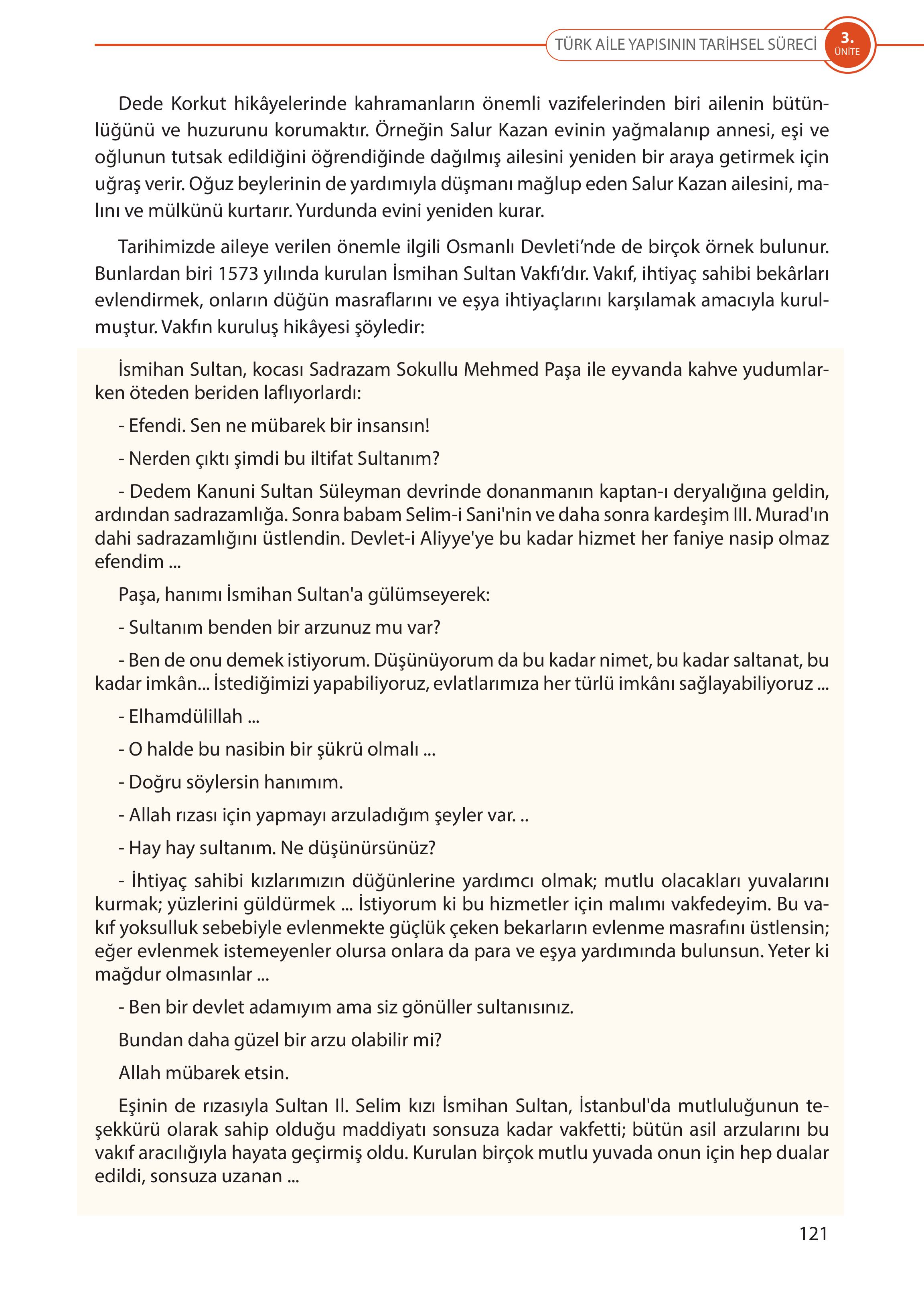 5. Sınıf Meb Yayınları Türk Sosyal Hayatında Aile Ders Kitabı Sayfa 121 Cevapları