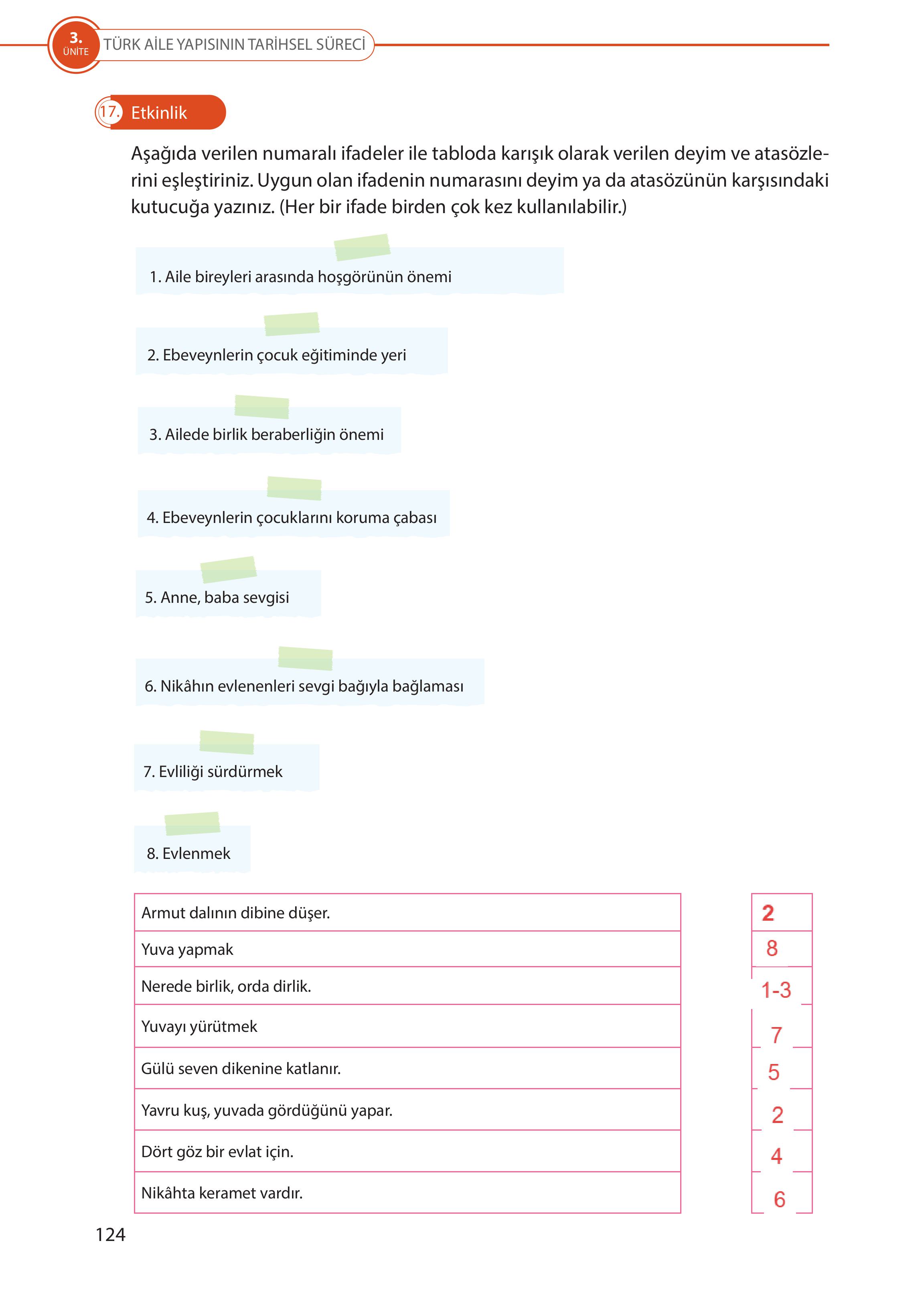 5. Sınıf Meb Yayınları Türk Sosyal Hayatında Aile Ders Kitabı Sayfa 124 Cevapları 5. Sınıf Meb Yayınları Türk Sosyal Hayatında Aile Ders Kitabı Sayfa 124 Cevapları