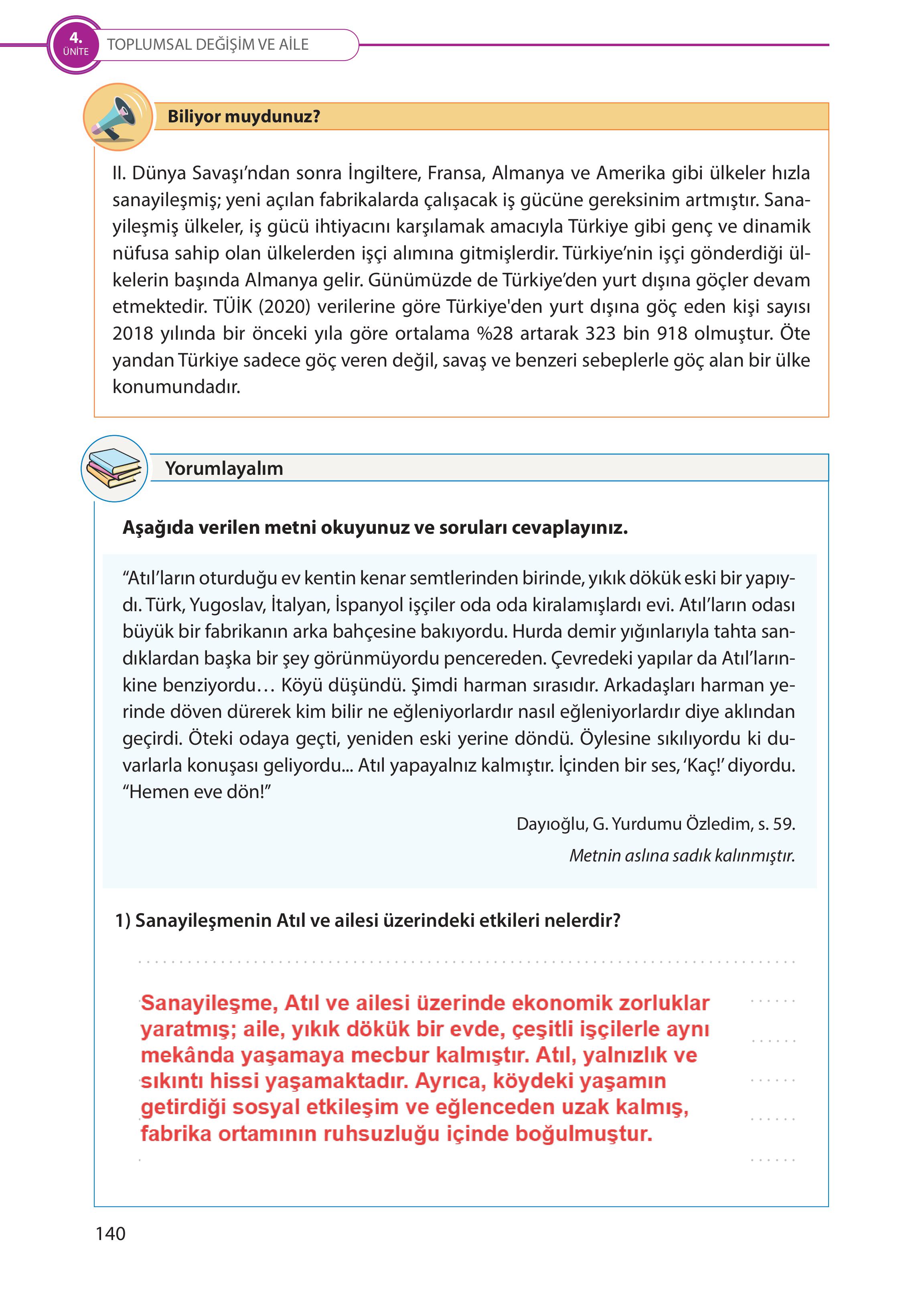 5. Sınıf Meb Yayınları Türk Sosyal Hayatında Aile Ders Kitabı Sayfa 140 Cevapları 5. Sınıf Meb Yayınları Türk Sosyal Hayatında Aile Ders Kitabı Sayfa 140 Cevapları