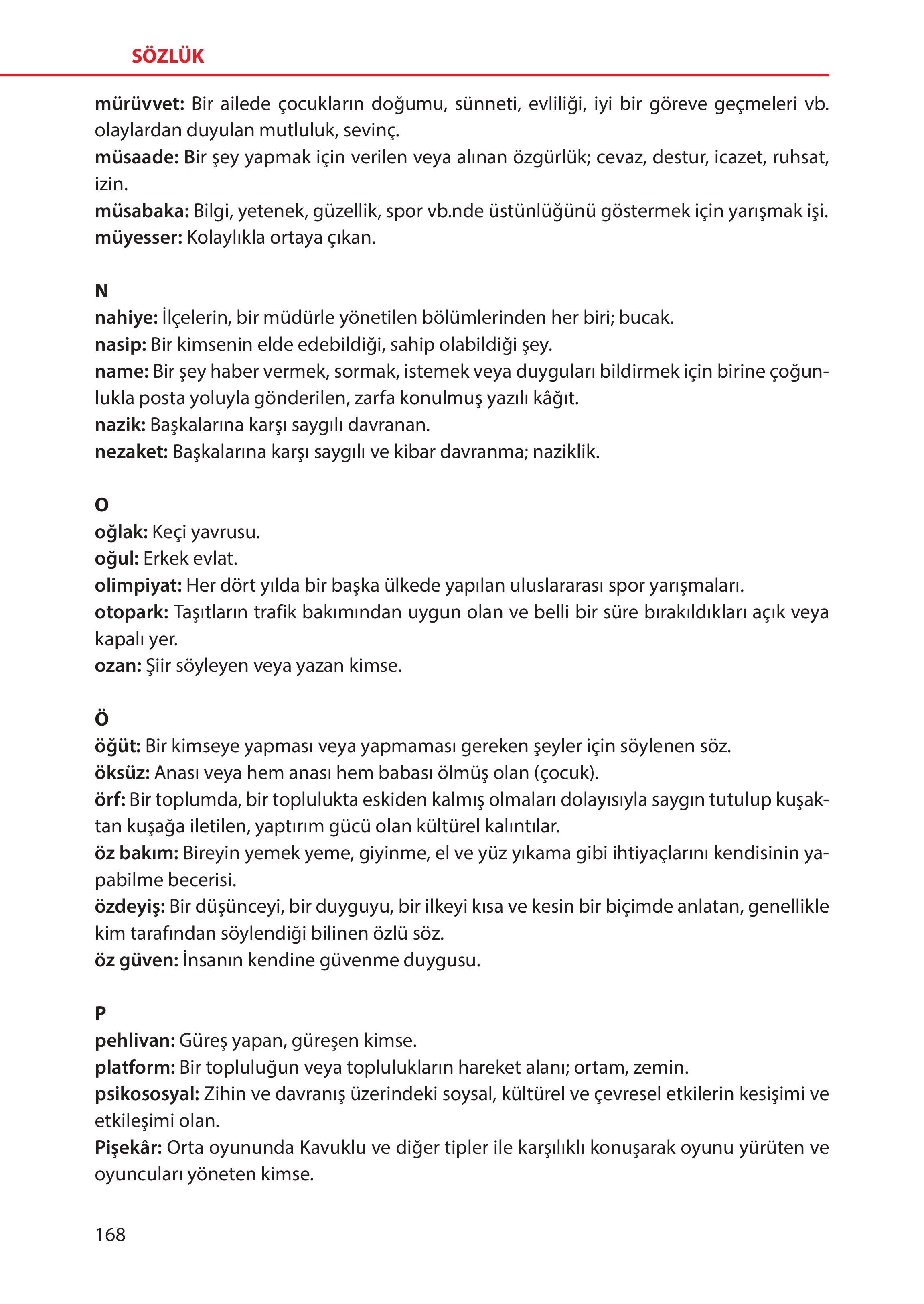 5. Sınıf Meb Yayınları Türk Sosyal Hayatında Aile Ders Kitabı Sayfa 168 Cevapları