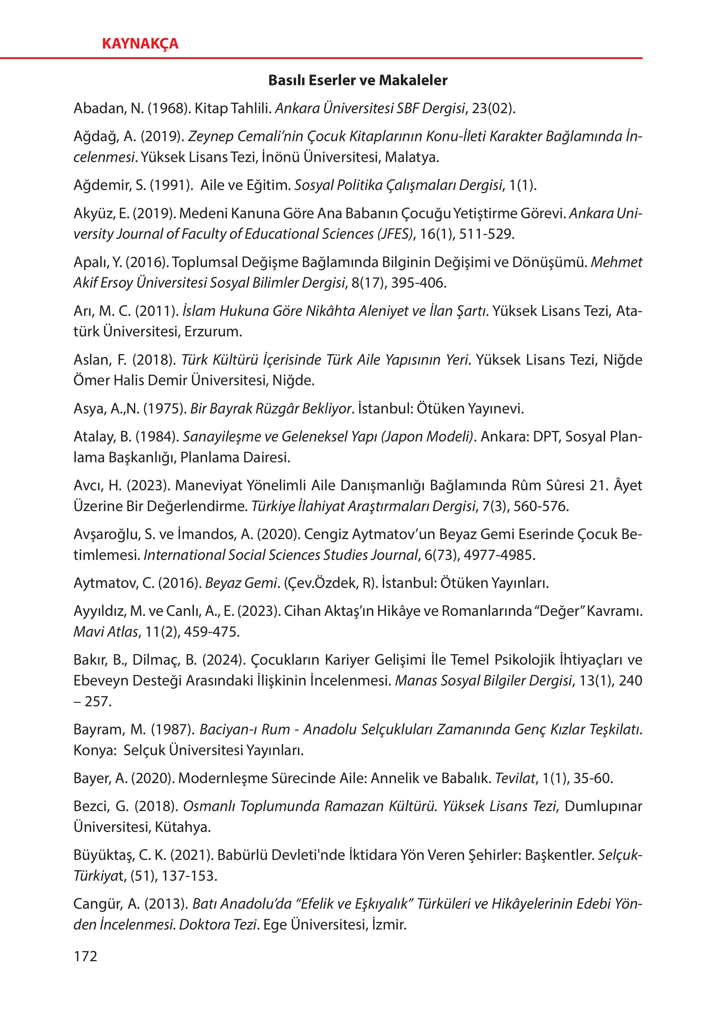 5. Sınıf Meb Yayınları Türk Sosyal Hayatında Aile Ders Kitabı Sayfa 172 Cevapları