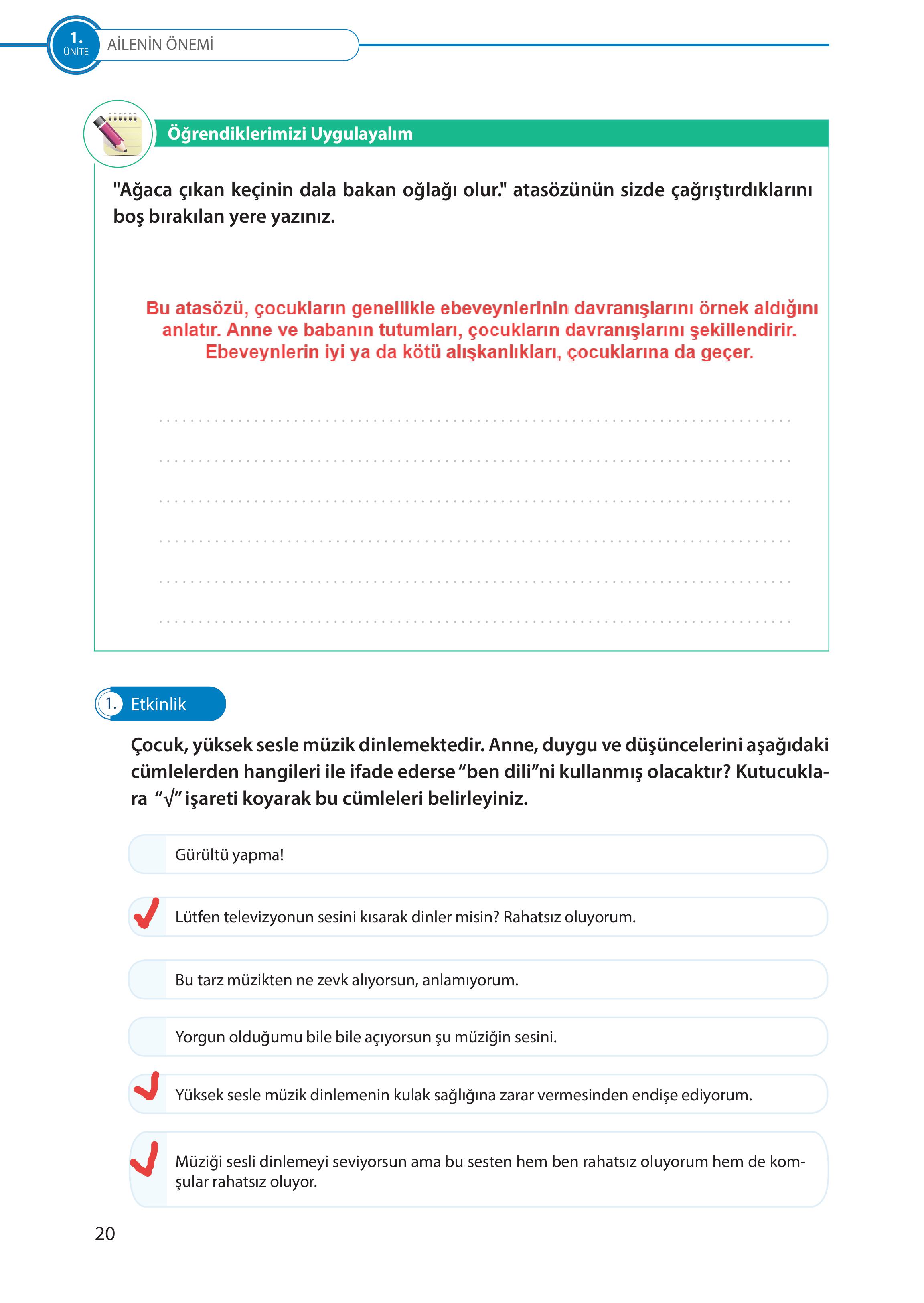 5. Sınıf Meb Yayınları Türk Sosyal Hayatında Aile Ders Kitabı Sayfa 20 Cevapları 5. Sınıf Meb Yayınları Türk Sosyal Hayatında Aile Ders Kitabı Sayfa 20 Cevapları