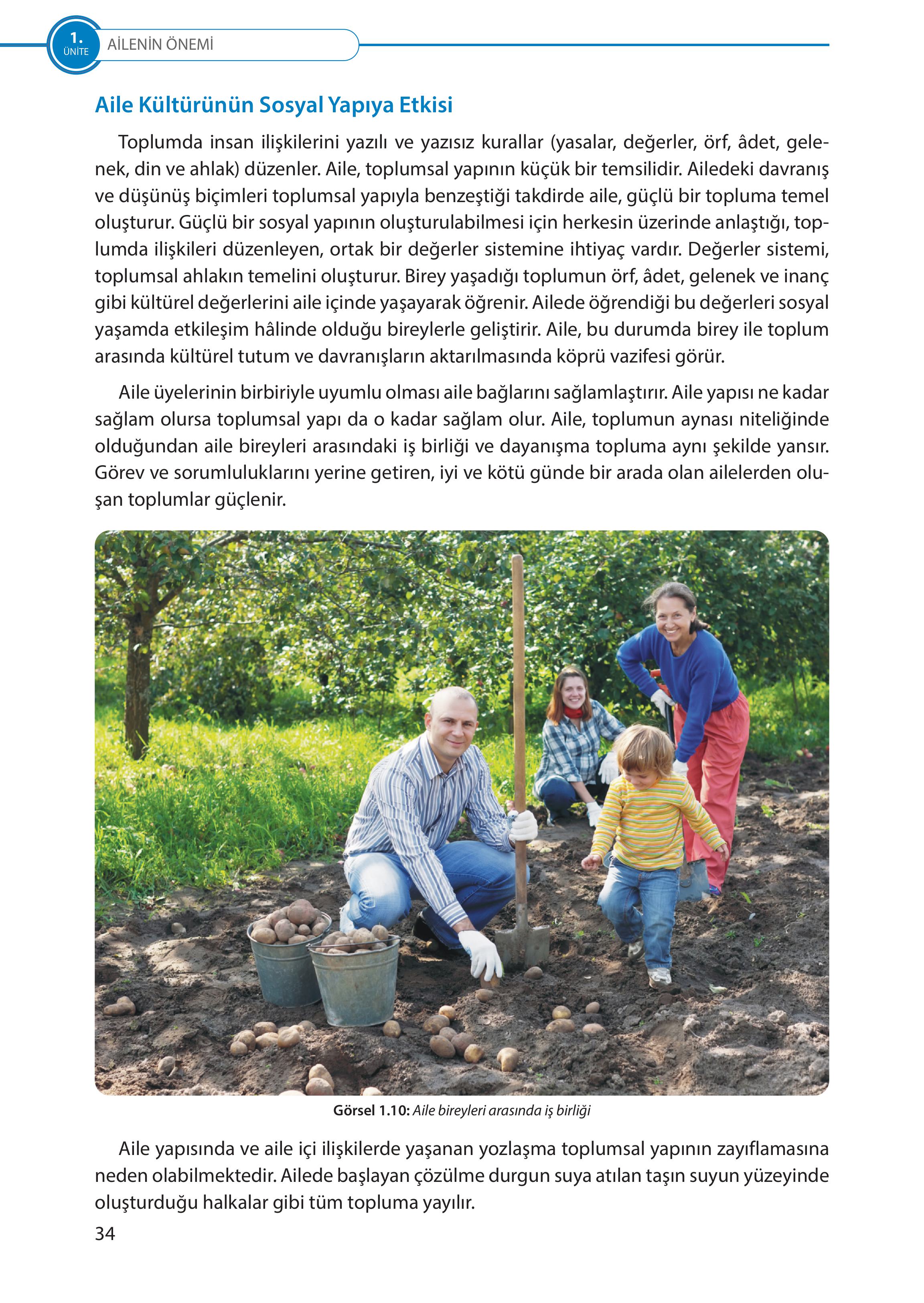 5. Sınıf Meb Yayınları Türk Sosyal Hayatında Aile Ders Kitabı Sayfa 34 Cevapları