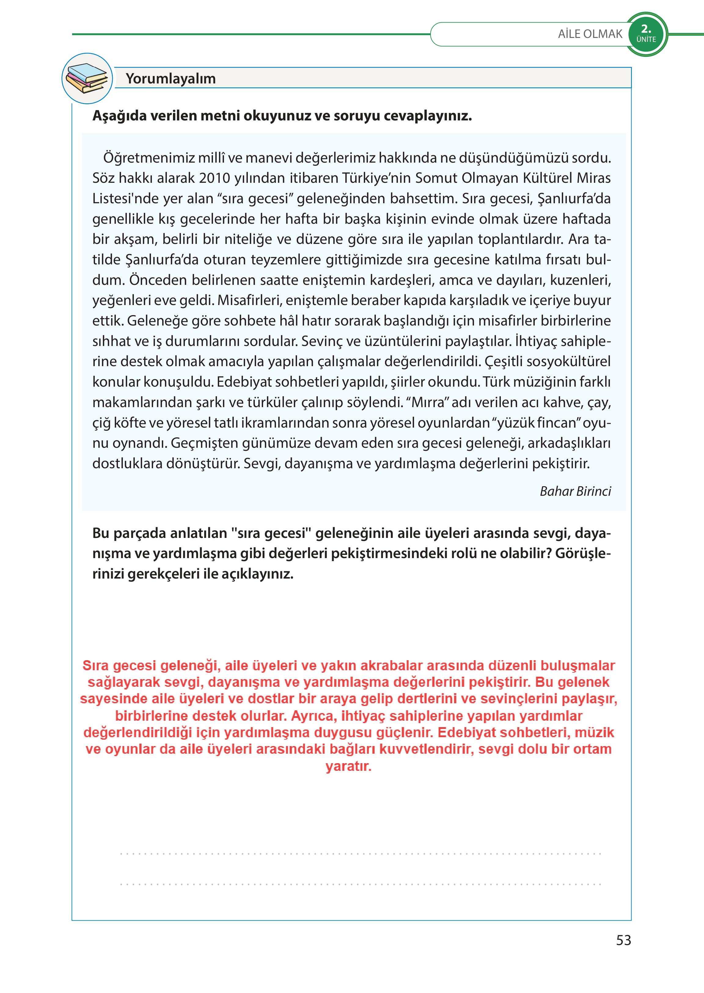 5. Sınıf Meb Yayınları Türk Sosyal Hayatında Aile Ders Kitabı Sayfa 53 Cevapları 5. Sınıf Meb Yayınları Türk Sosyal Hayatında Aile Ders Kitabı Sayfa 53 Cevapları