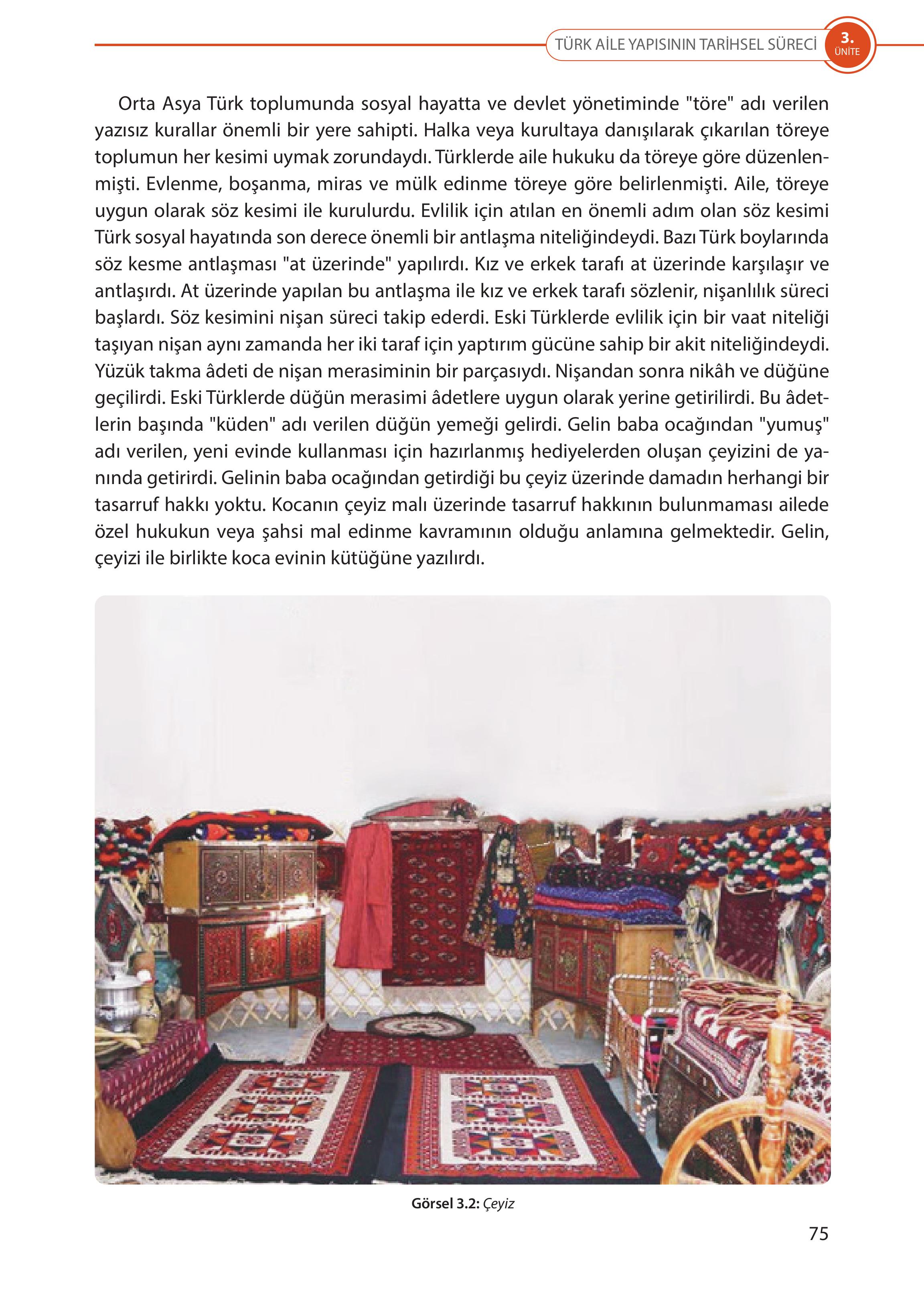 5. Sınıf Meb Yayınları Türk Sosyal Hayatında Aile Ders Kitabı Sayfa 75 Cevapları