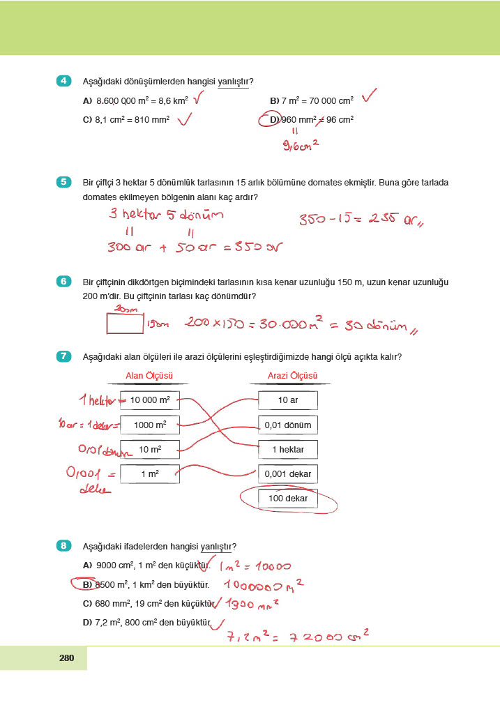 6. Sınıf Doğa Yayınları Matematik Ders Kitabı Sayfa 280 Cevapları 6. Sınıf Doğa Yayınları Matematik Ders Kitabı Sayfa 280 Cevapları