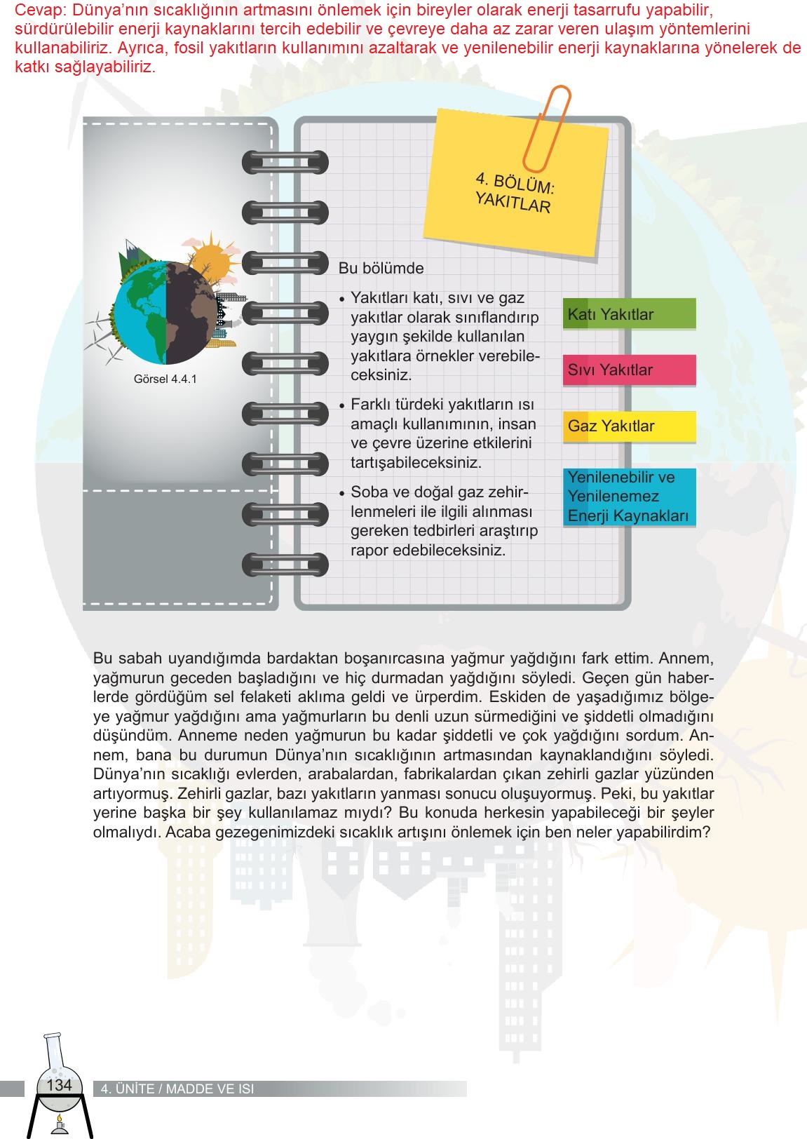 6. Sınıf Meb Yayınları Fen Bilimleri Ders Kitabı Sayfa 134 Cevapları