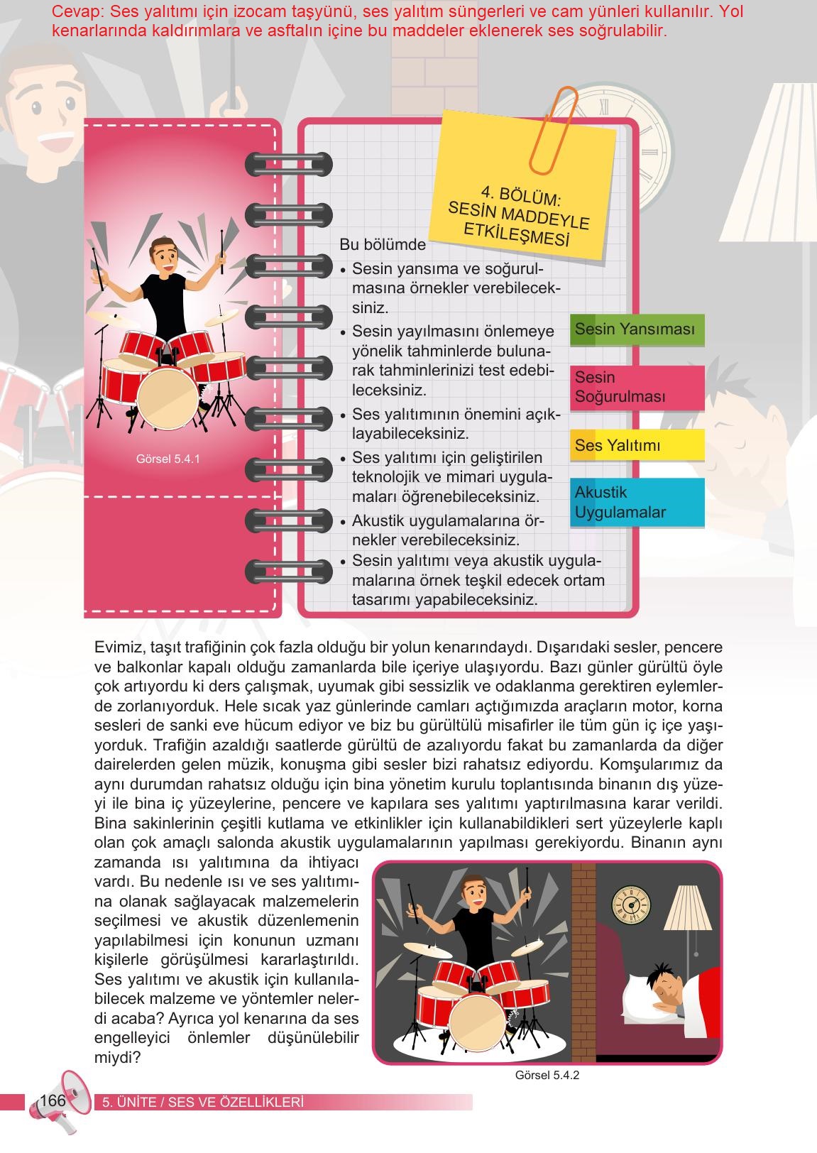 6. Sınıf Meb Yayınları Fen Bilimleri Ders Kitabı Sayfa 166 Cevapları