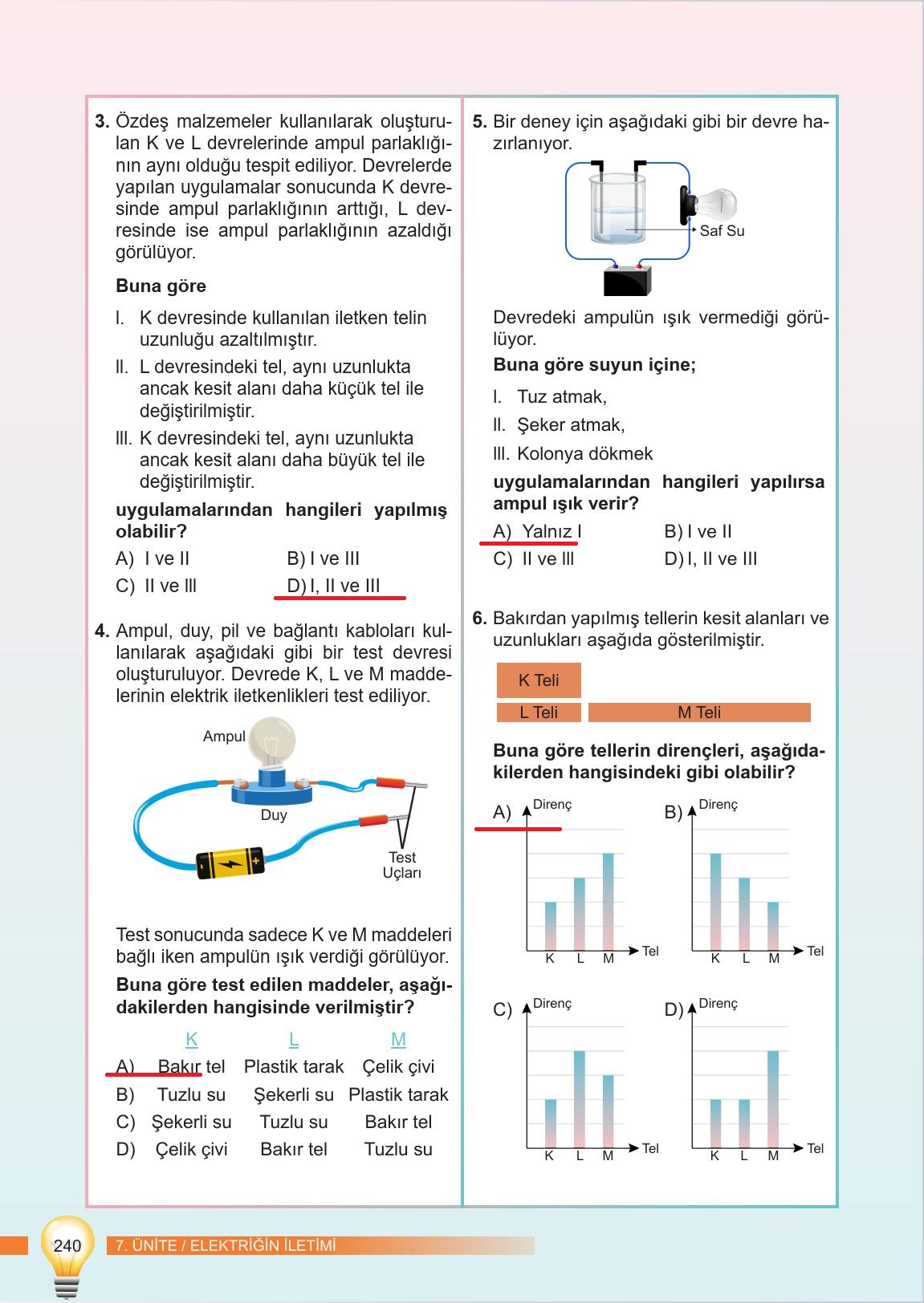6. Sınıf Meb Yayınları Fen Bilimleri Ders Kitabı Sayfa 240 Cevapları