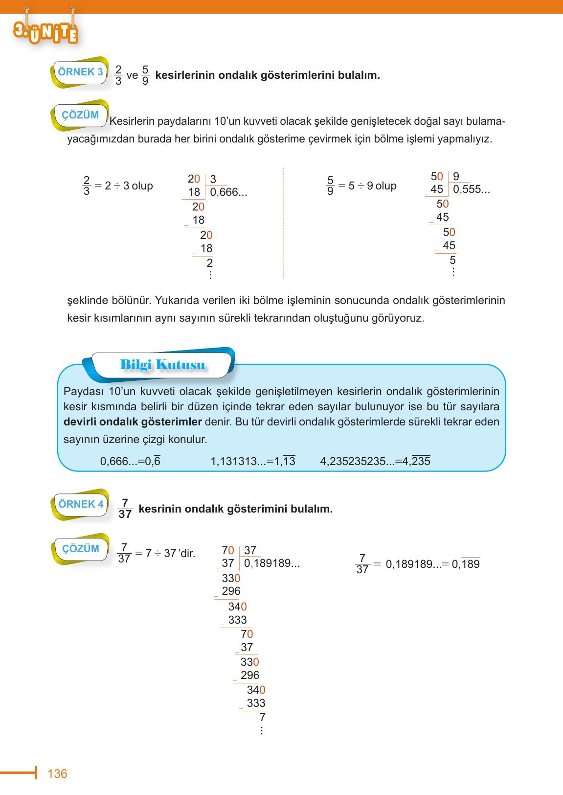 6. Sınıf Meb Yayınları Matematik Ders Kitabı Sayfa 136 Cevapları